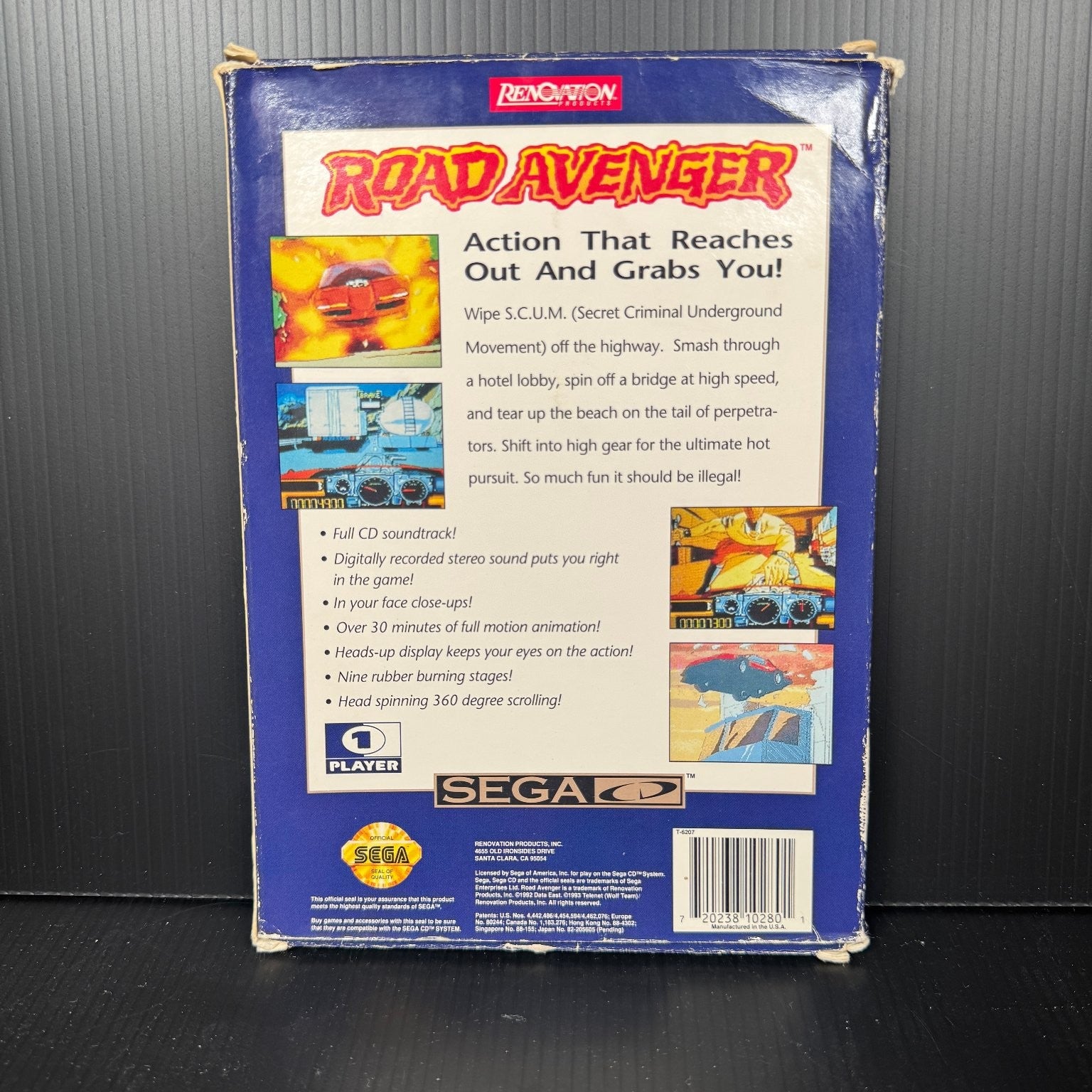 Road Avenger Sega CD Video Game Complete CIB Action Full Motion Animation