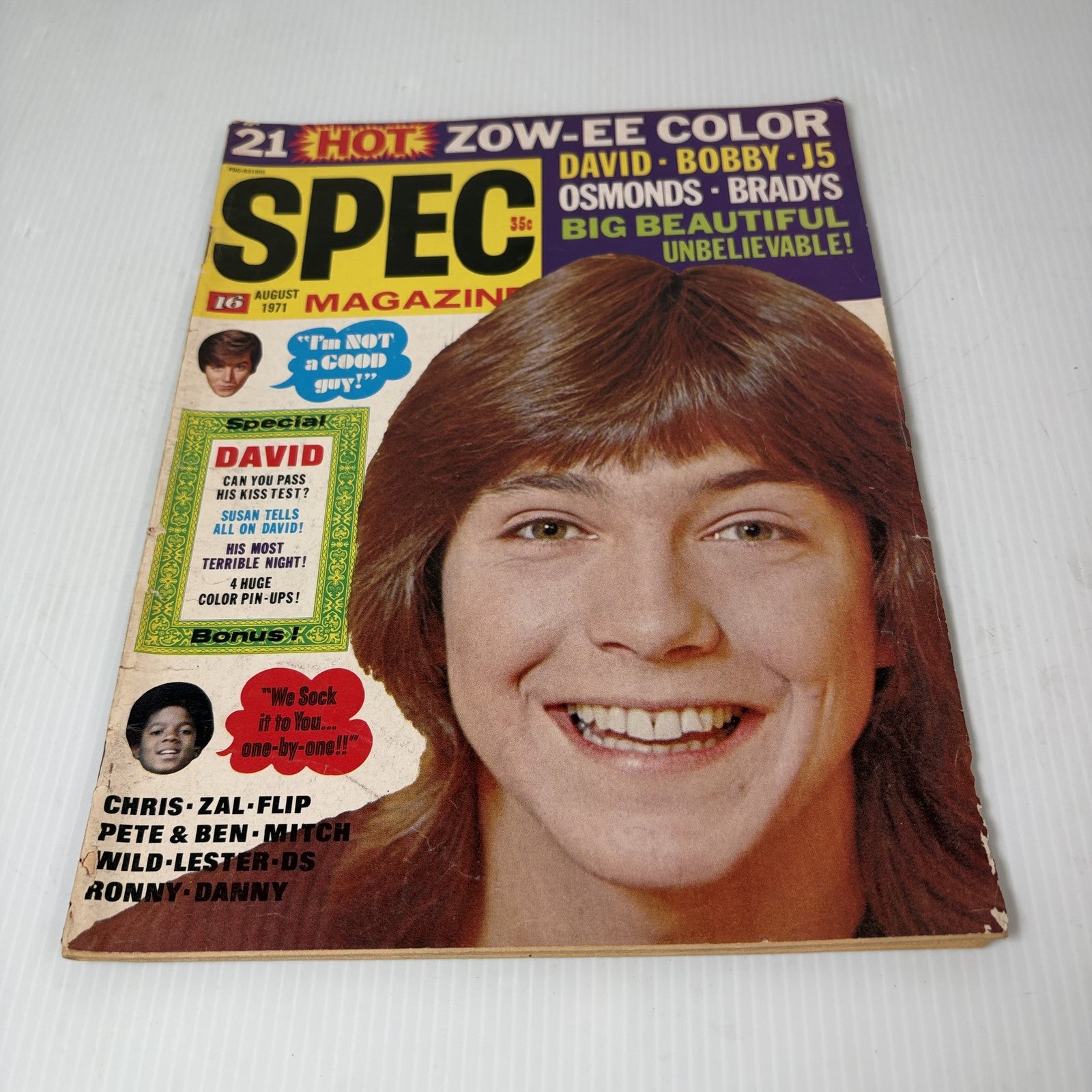 SPEC Magazine August 1971 David Cassidy Cover Osmonds Brady Bunch Pin-Ups