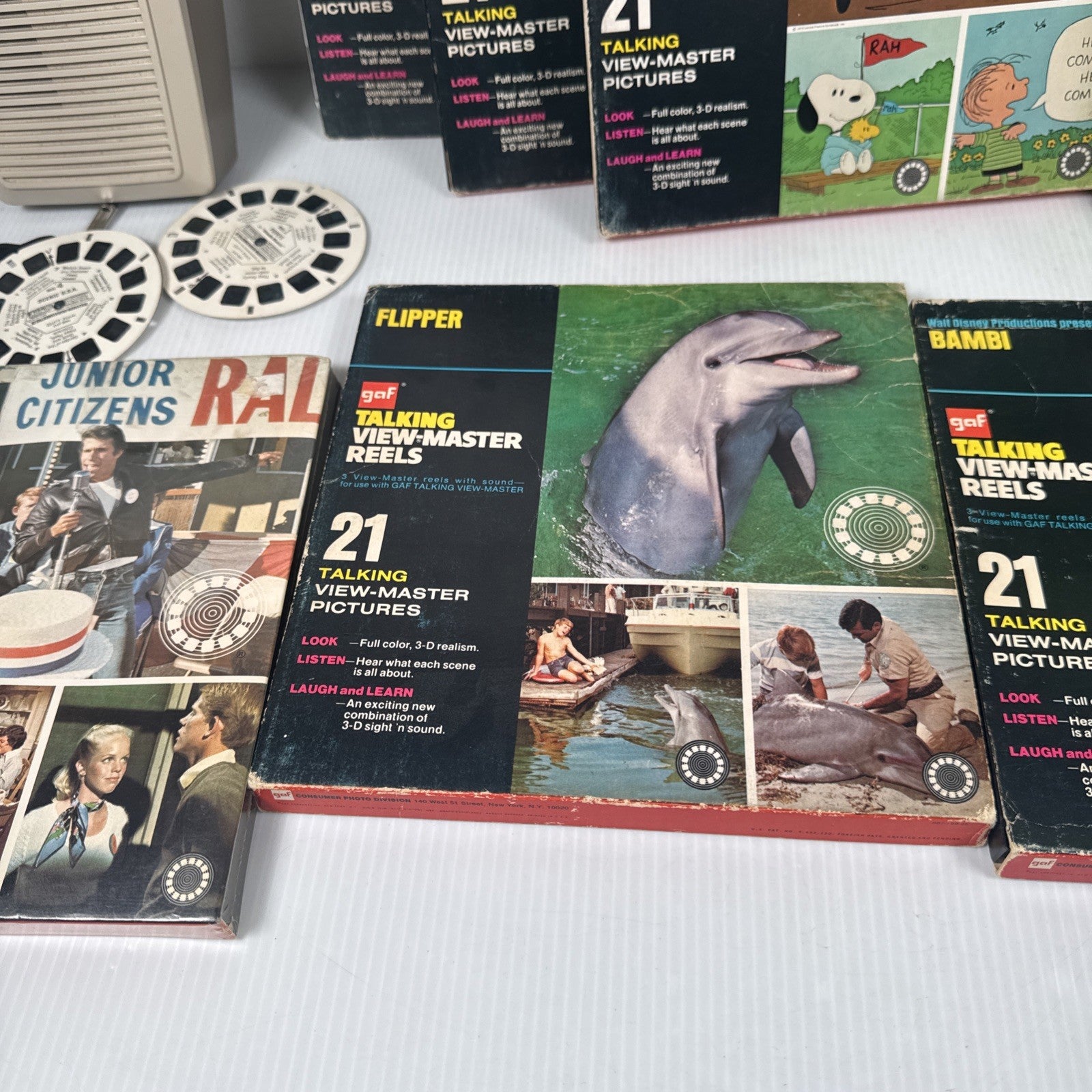 1970's GAF Talking View Master Lot Snoopy Bambi Happy Days & More (Read As Is)