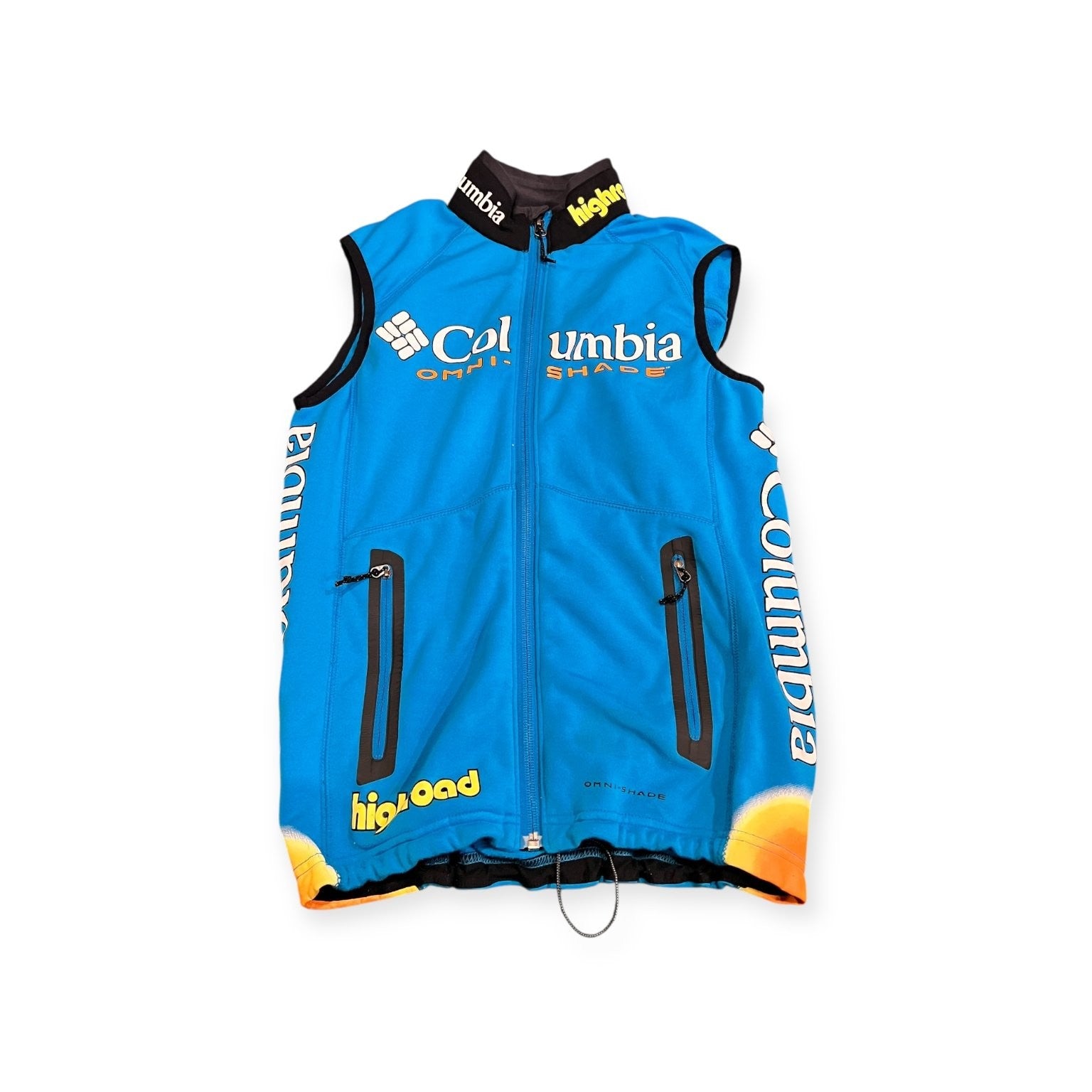 Columbia Biking Vest Men's Blue Size XS Omni-Shade High Road Zip Pockets