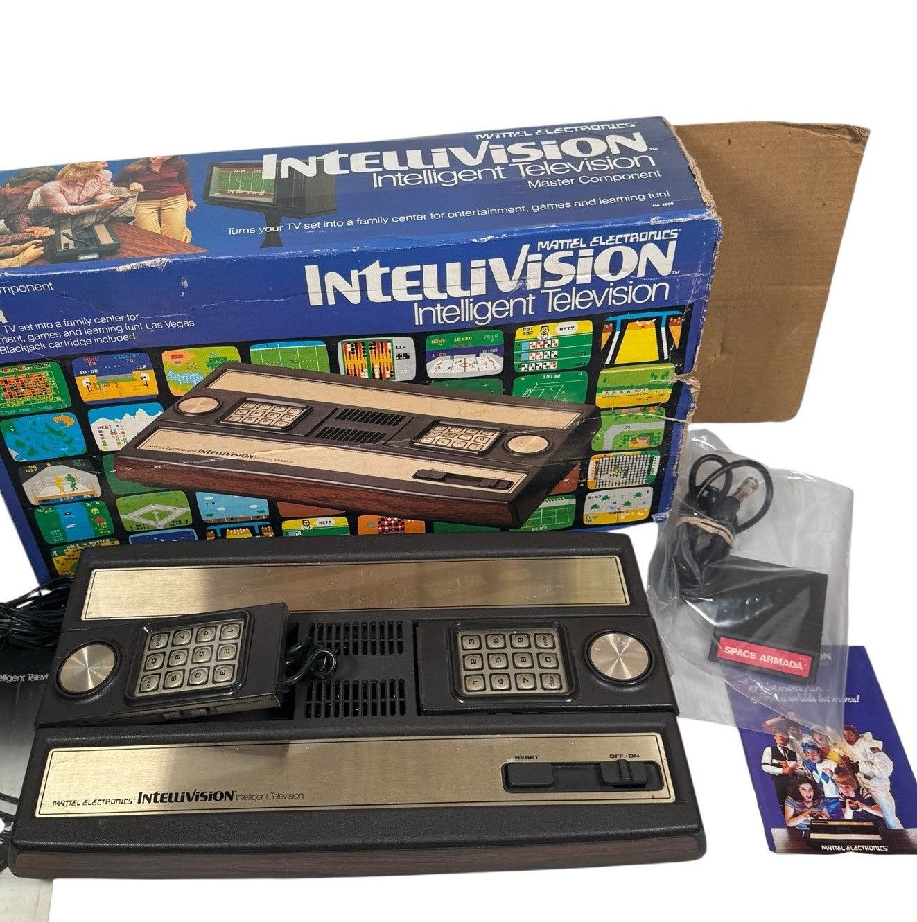 Intellivision System In Box w/ RF Adapter, Space Armada Game & Original Box