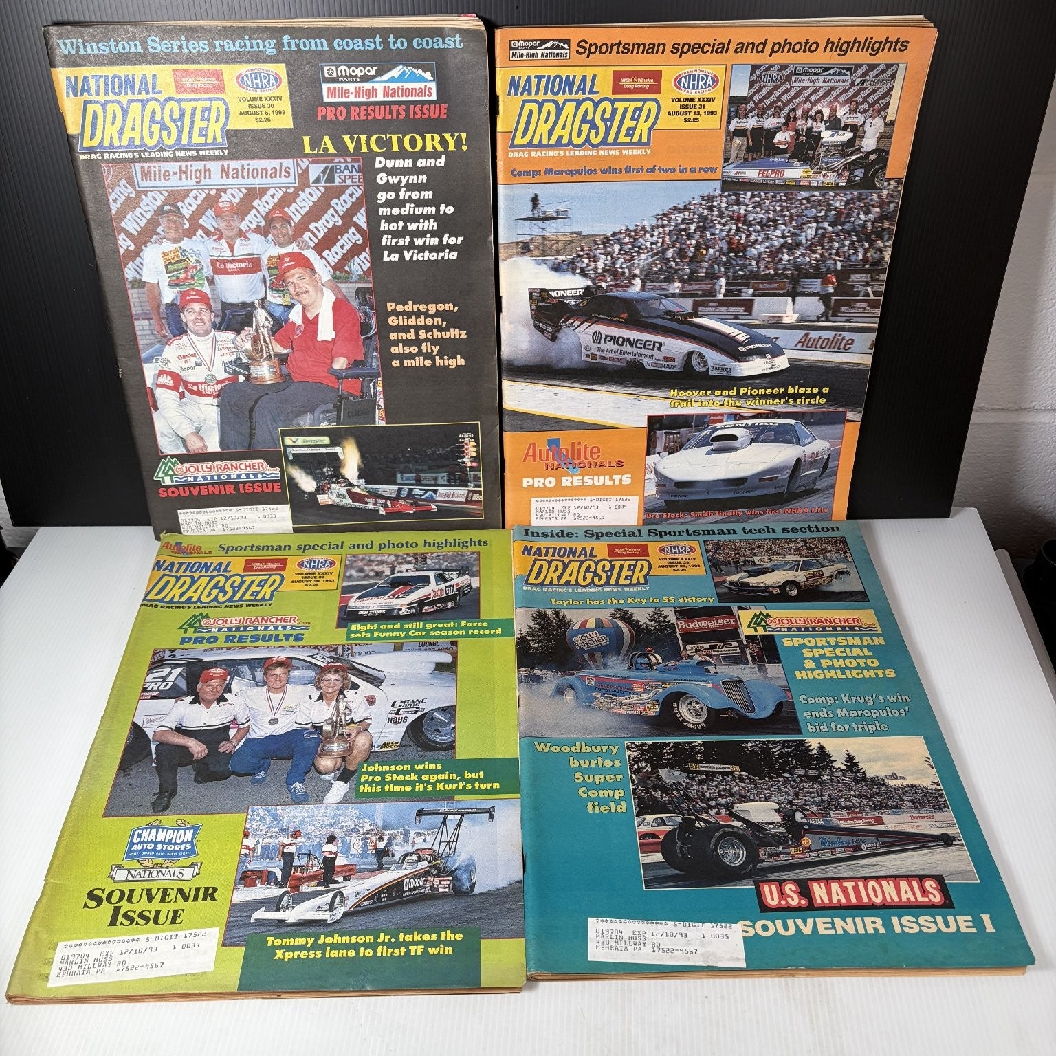 Lot of 20 National Dragster Magazine 1993 July-December Drag Racing NHRA Weekly