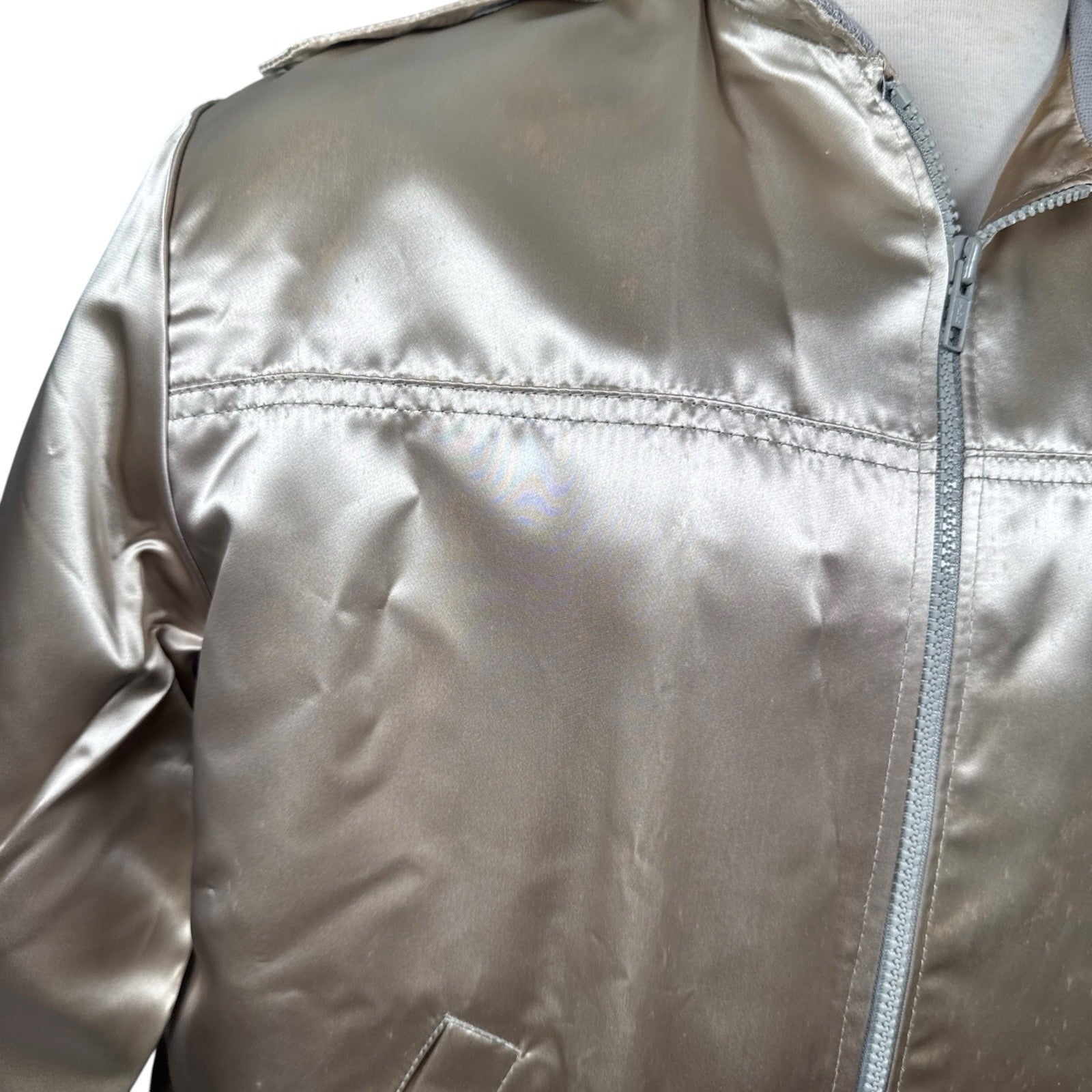 Vintage 1980s Caesars Atlantic City Embroidered Gold Bomber Jacket Mens Large