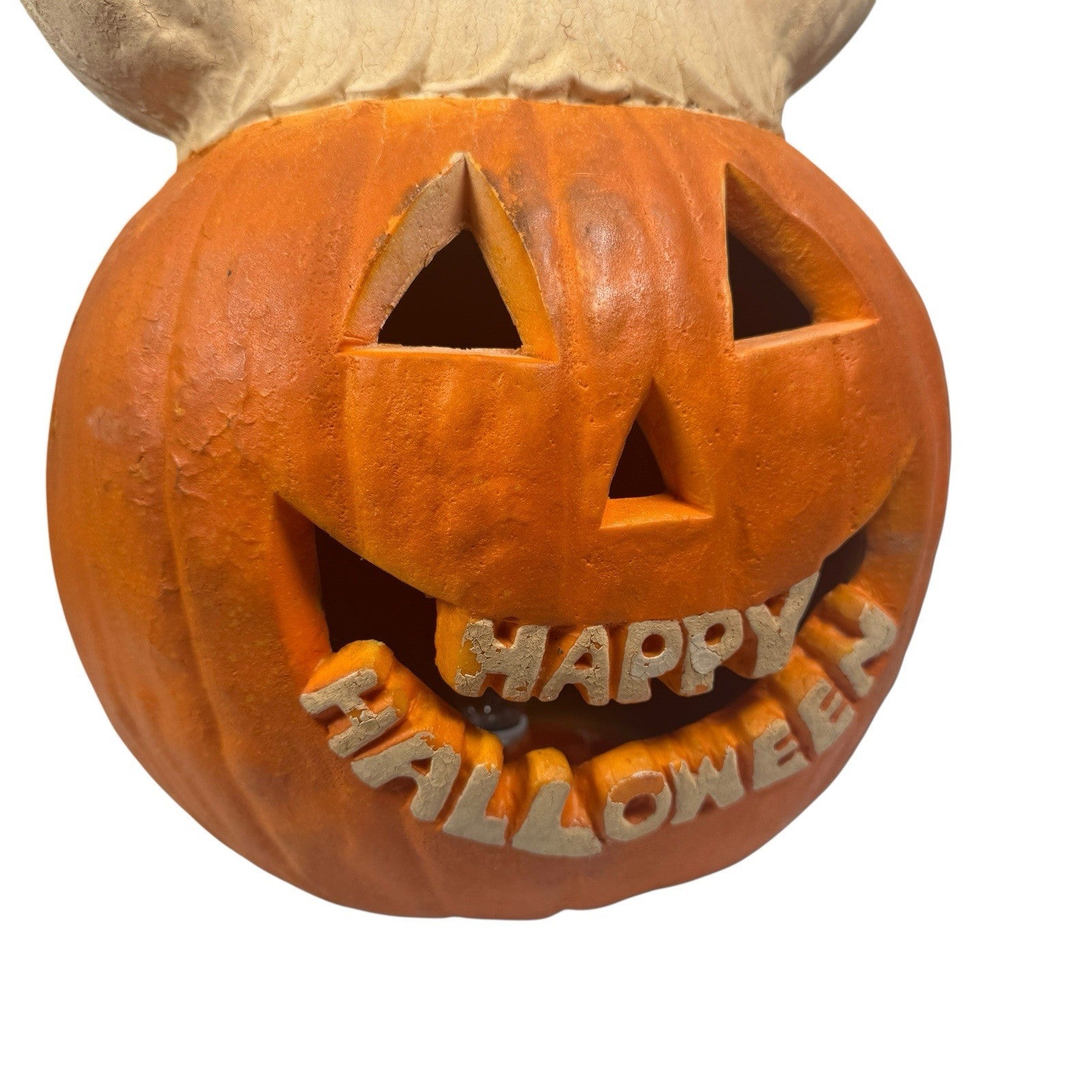 Vintage Happy Halloween Ghost with Pumpkin Foam Blow Mold w/ Gemmy Light