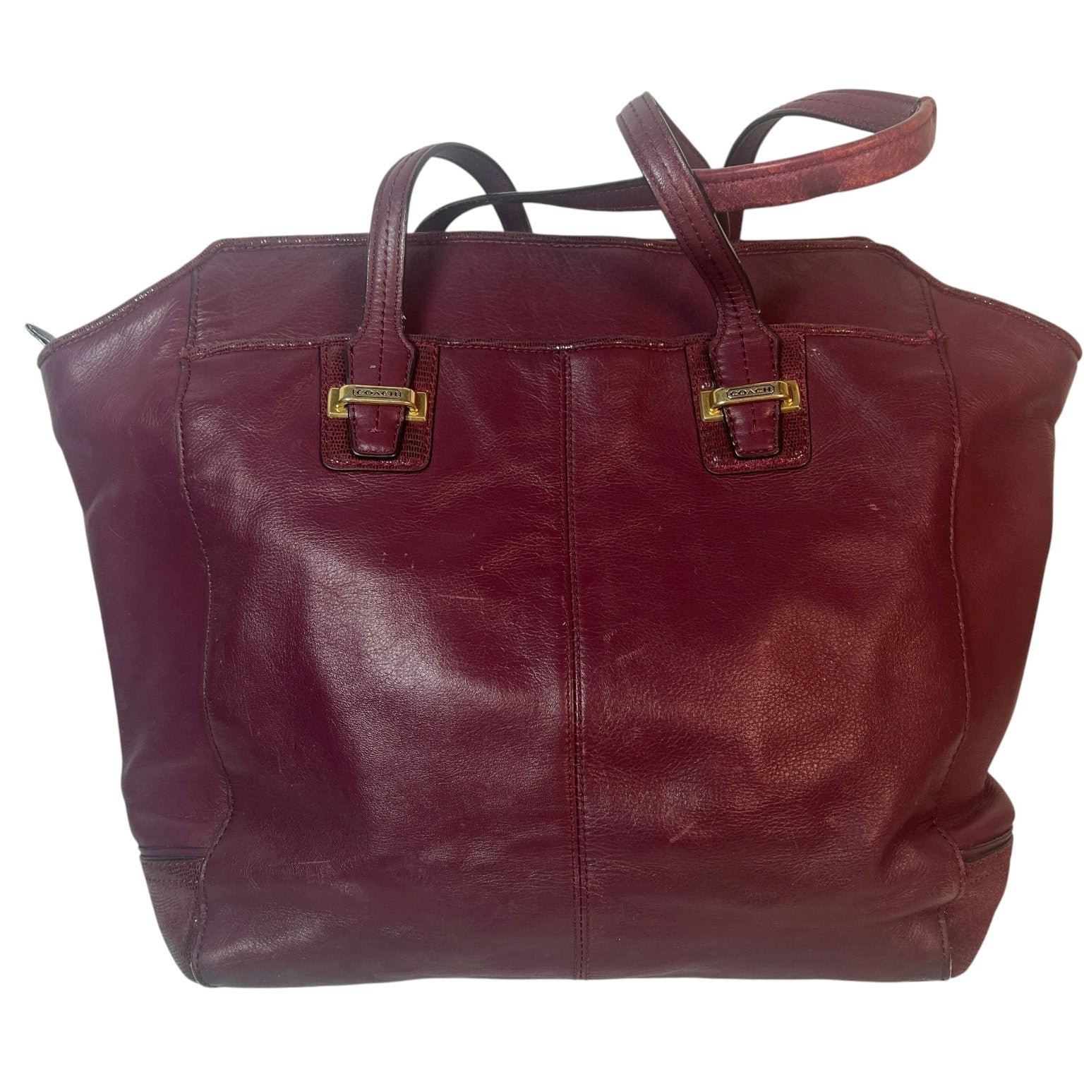 Coach Taylor Leather Alexis Carryall Tote Satchel Shoulder Bag Burgundy F25941