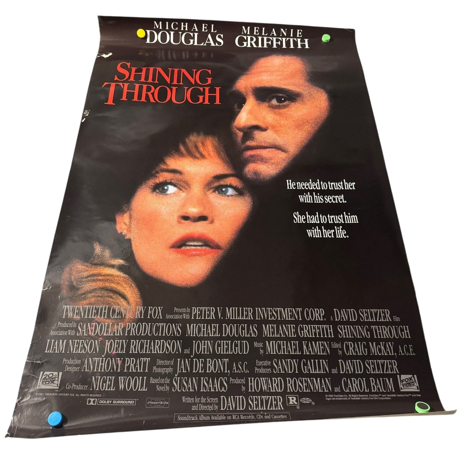 Shining Through 1992 One-Sheet Movie Poster Michael Douglas Melanie Griffith