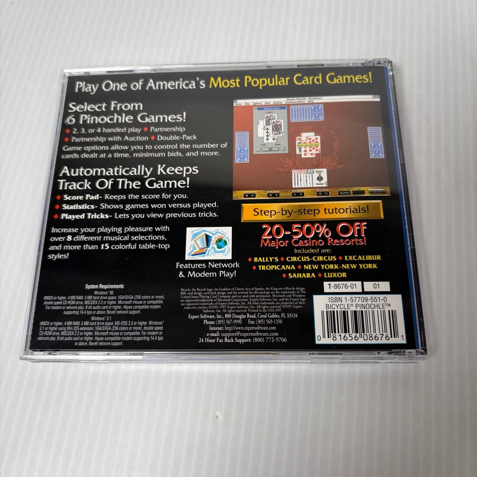 Bicycle Pinochle Big Box PC CD-ROM Video Game Card Game Strategy Windows 95