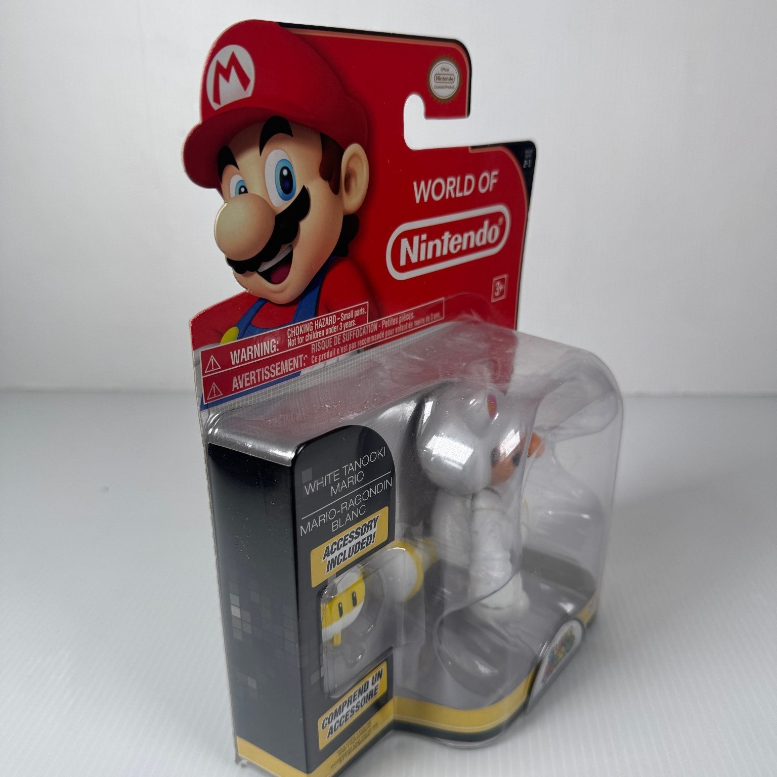 World of Nintendo White Tanooki Mario Super Mario 4" Figure w/ Leaf Series 2-1