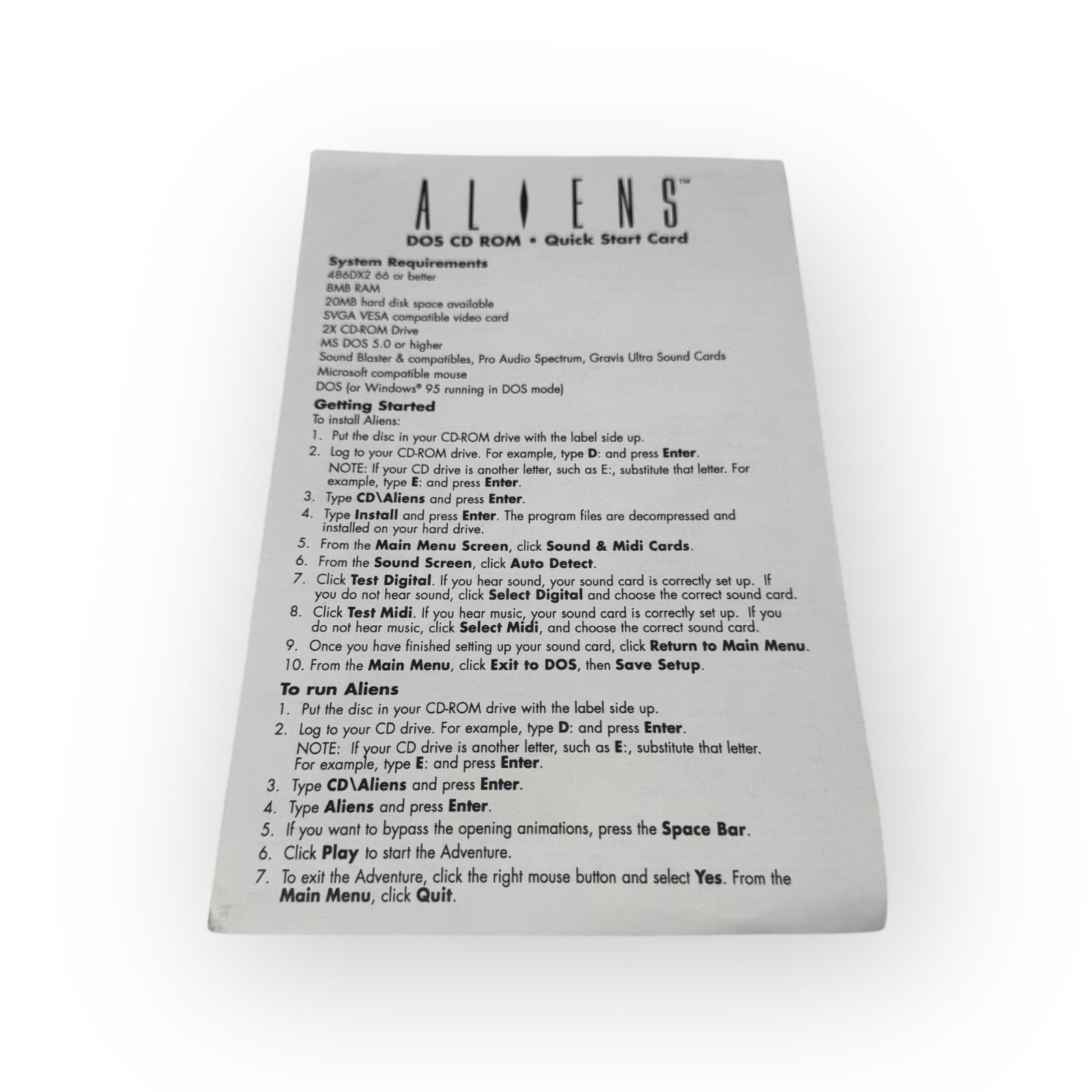 MANUAL & INSERTS ONLY - Aliens: A Comic Book Adventure by Mindscape PC Game 1995