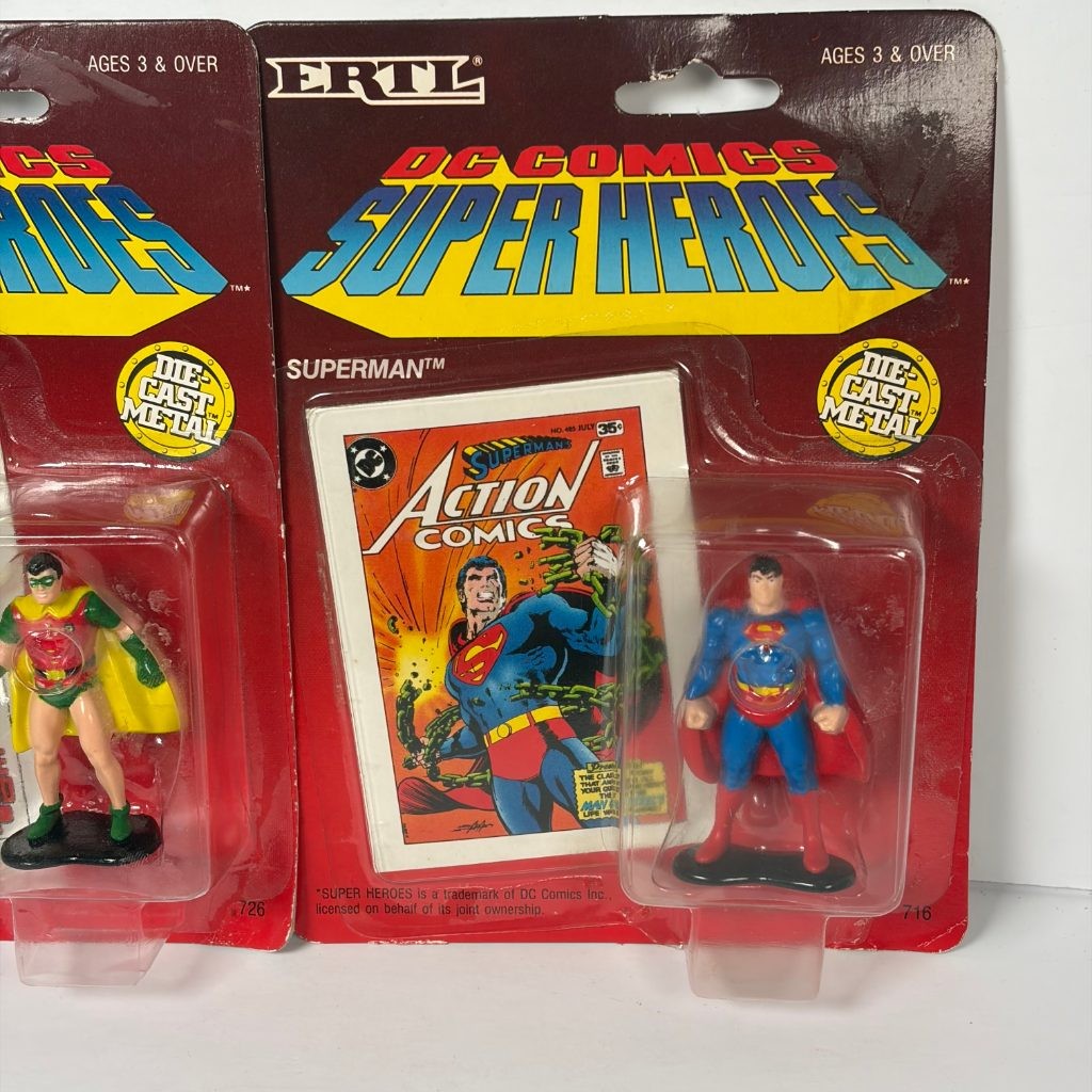 ERTL DC Comics Super Heroes Robin & Superman Die-Cast Metal Figures MOC 1990