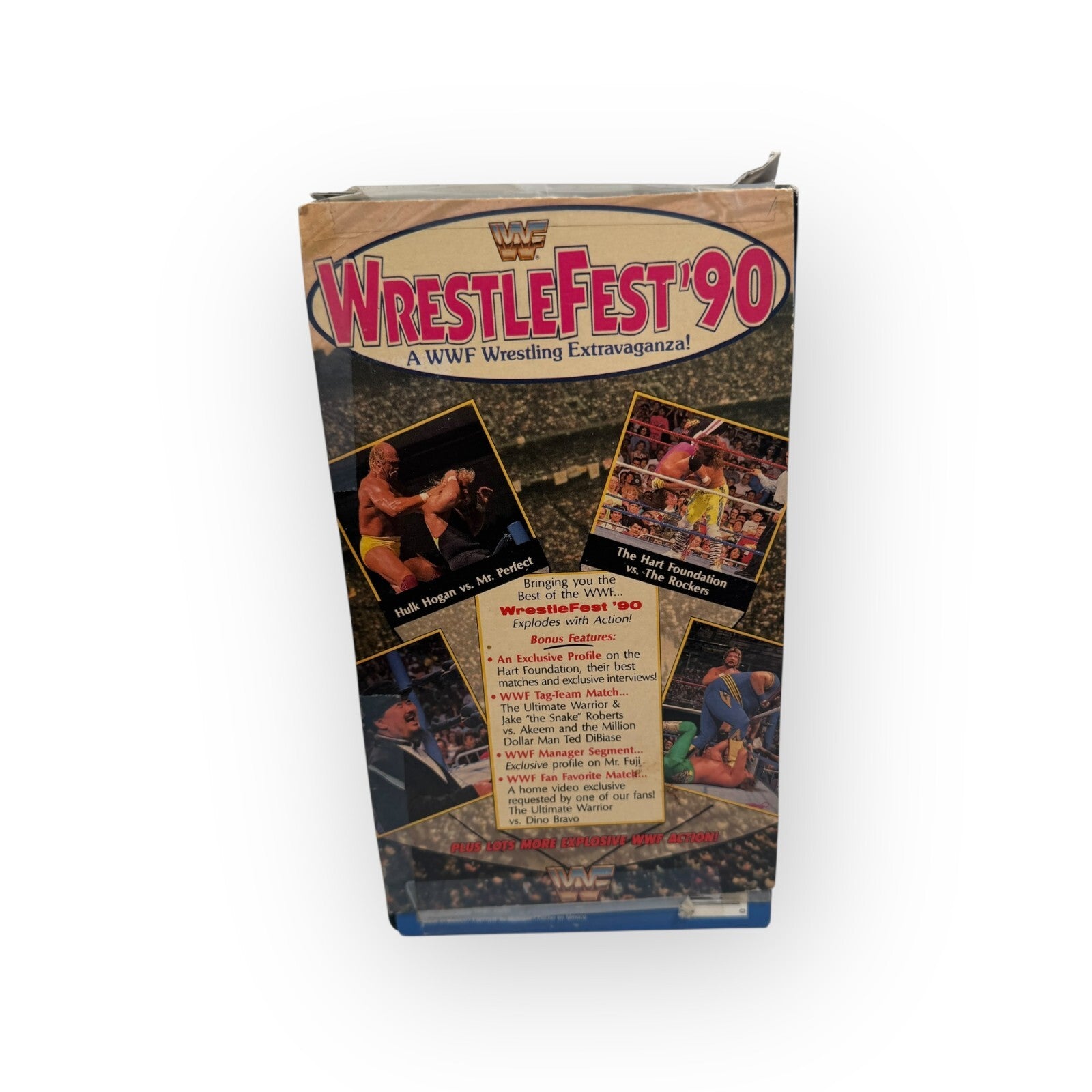WWF WrestleFest 90 VHS Coliseum Video w/ Replacement Box Previous Rental VTG WWE