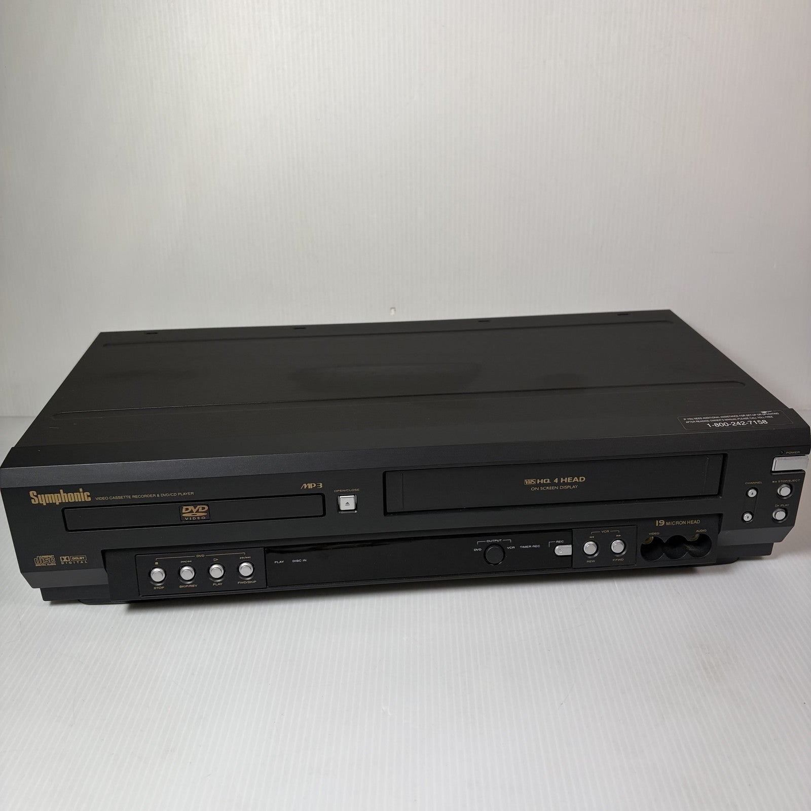 Symphonic WF805 VCR/DVD Combo Player VHS Hi-Fi 4 Head Recorder MP3 Dolby Digital