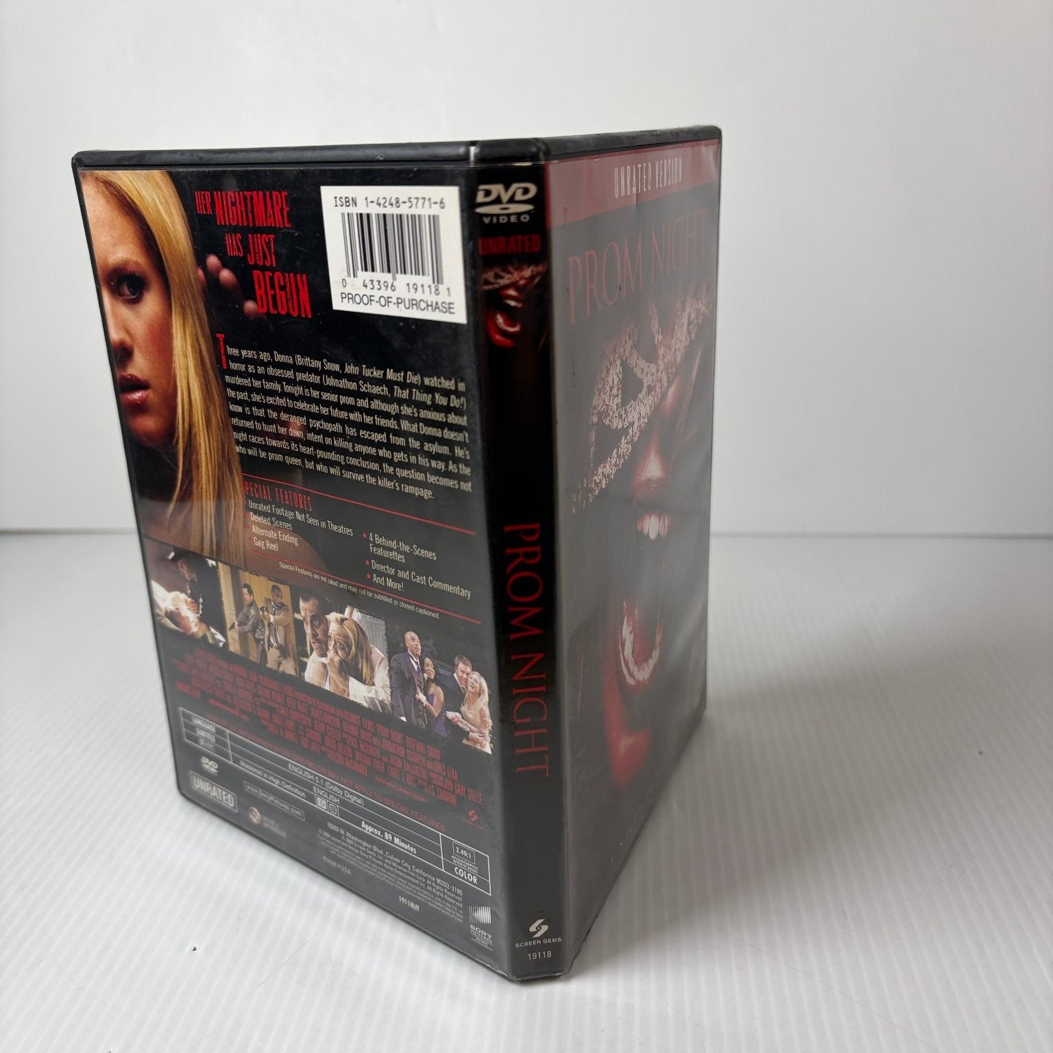 Prom Night DVD 2008 Unrated Version Brittany Snow Nelson McCormick Horror