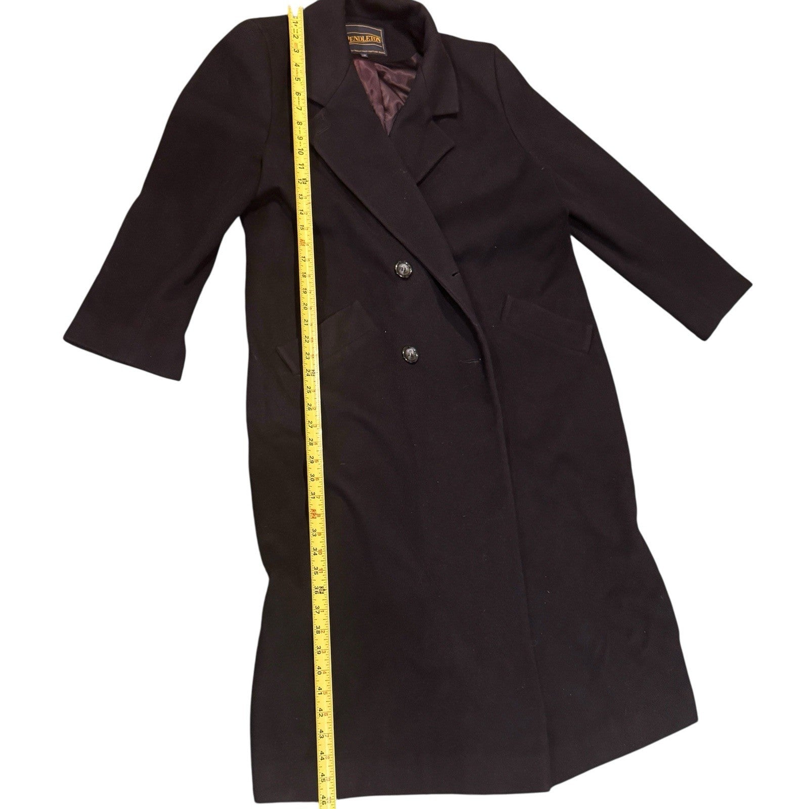 Pendleton Women’s Wool Trench Coat Double Breasted Petit Size 12p Navy