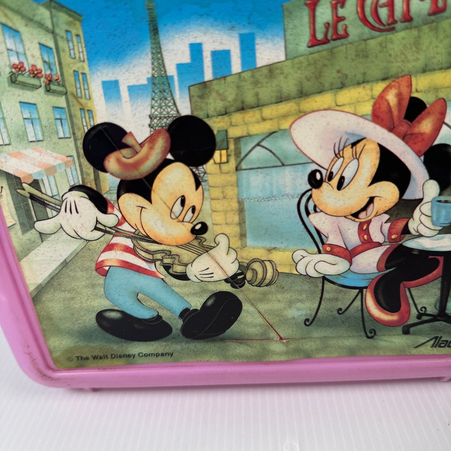 Mickey Minnie Disney Disneyana Pink Plastic Lunchbox Aladdin Vintage 90s