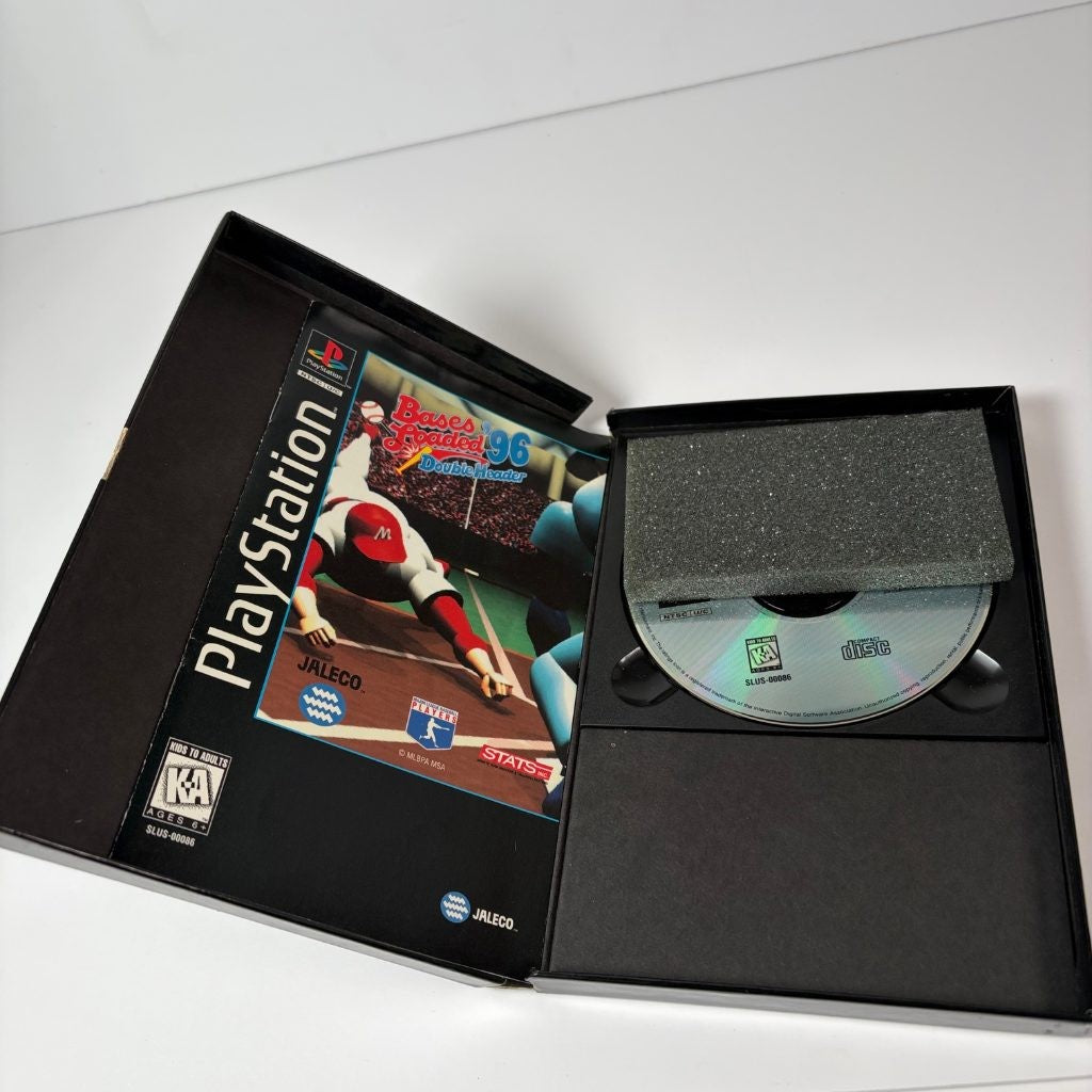 Bases Loaded '96 Double Header PS1 PlayStation Long Box Jaleco Baseball 1995