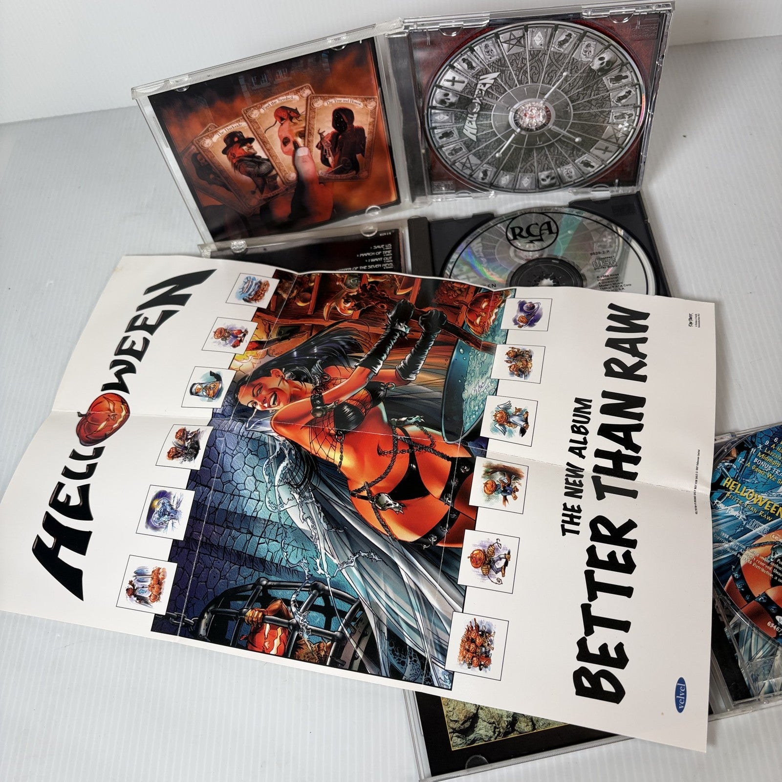 Helloween CD Lot of 3 w/ Poster Keeper of the Seven Keys Part II Better Than Raw