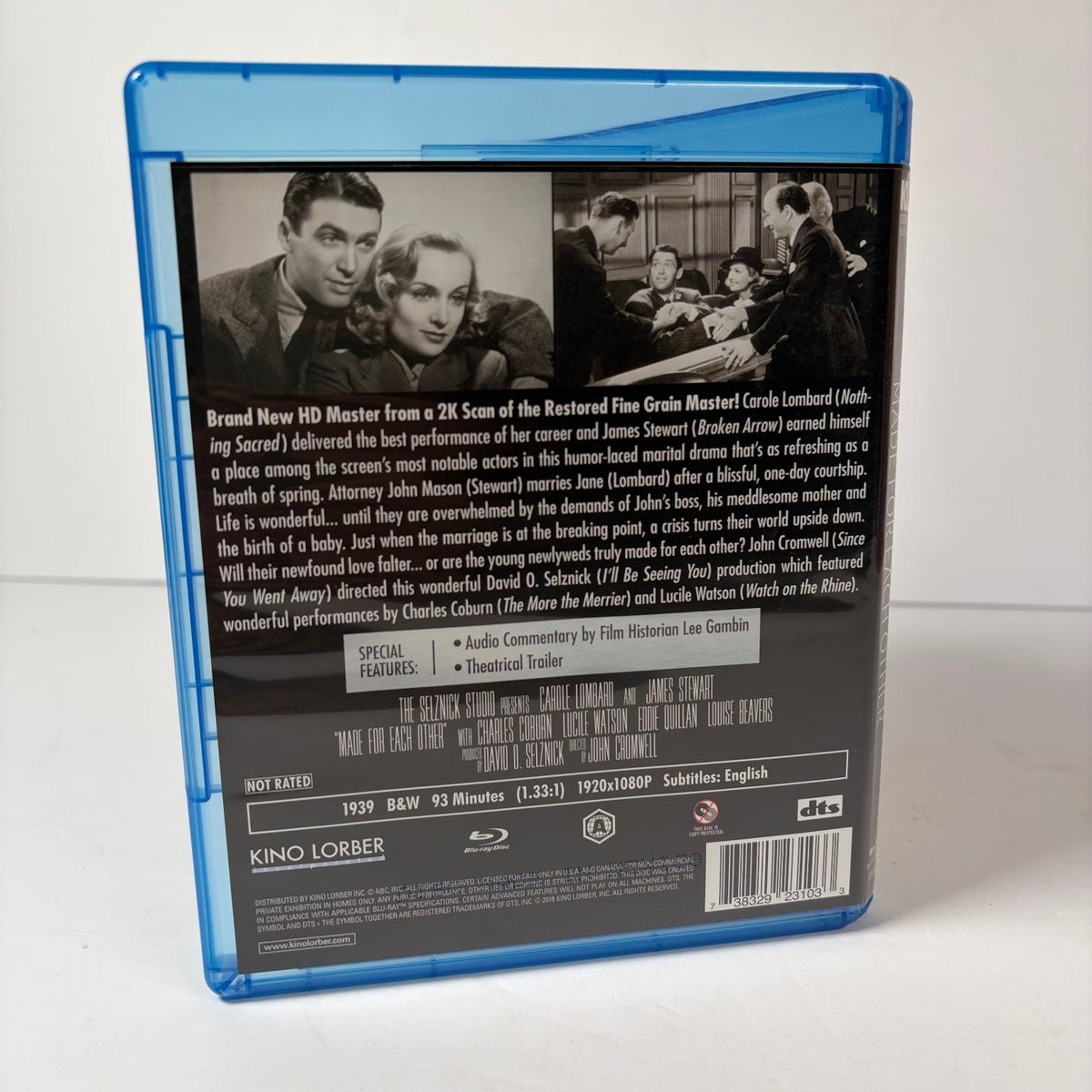 Made for Each Other Blu-ray 1939 Carole Lombard James Stewart Kino Lorber