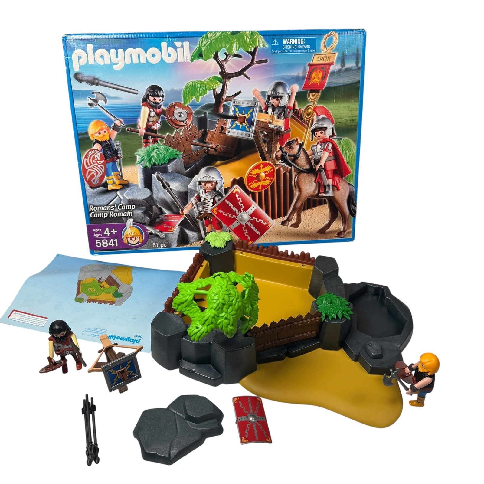 Playmobil Romans Camp 5841 Roman Soldier Figures Catapult Horse Set Incomplete