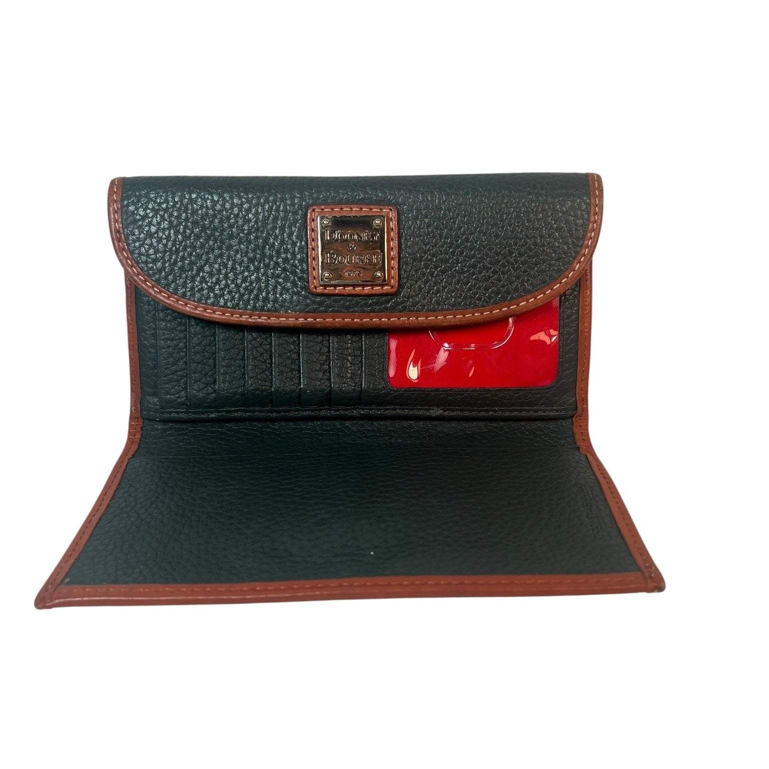 Vintage Dooney & Bourke Tote Bag Purse Saffiano Tassel Orange with Green Wallet