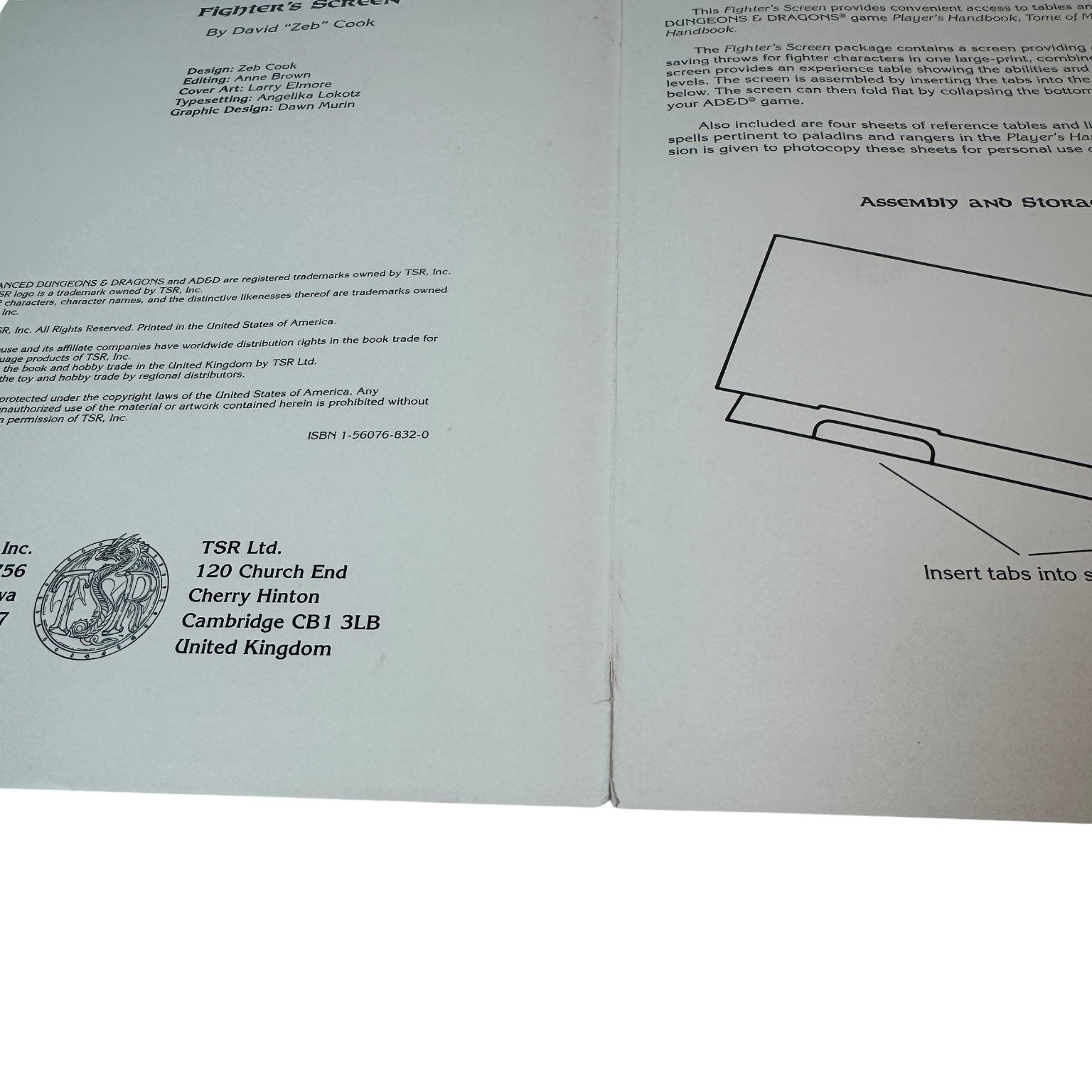 Dungeons & Dragons Fighter's Screen Advanced 2nd Edition 1994 TSR