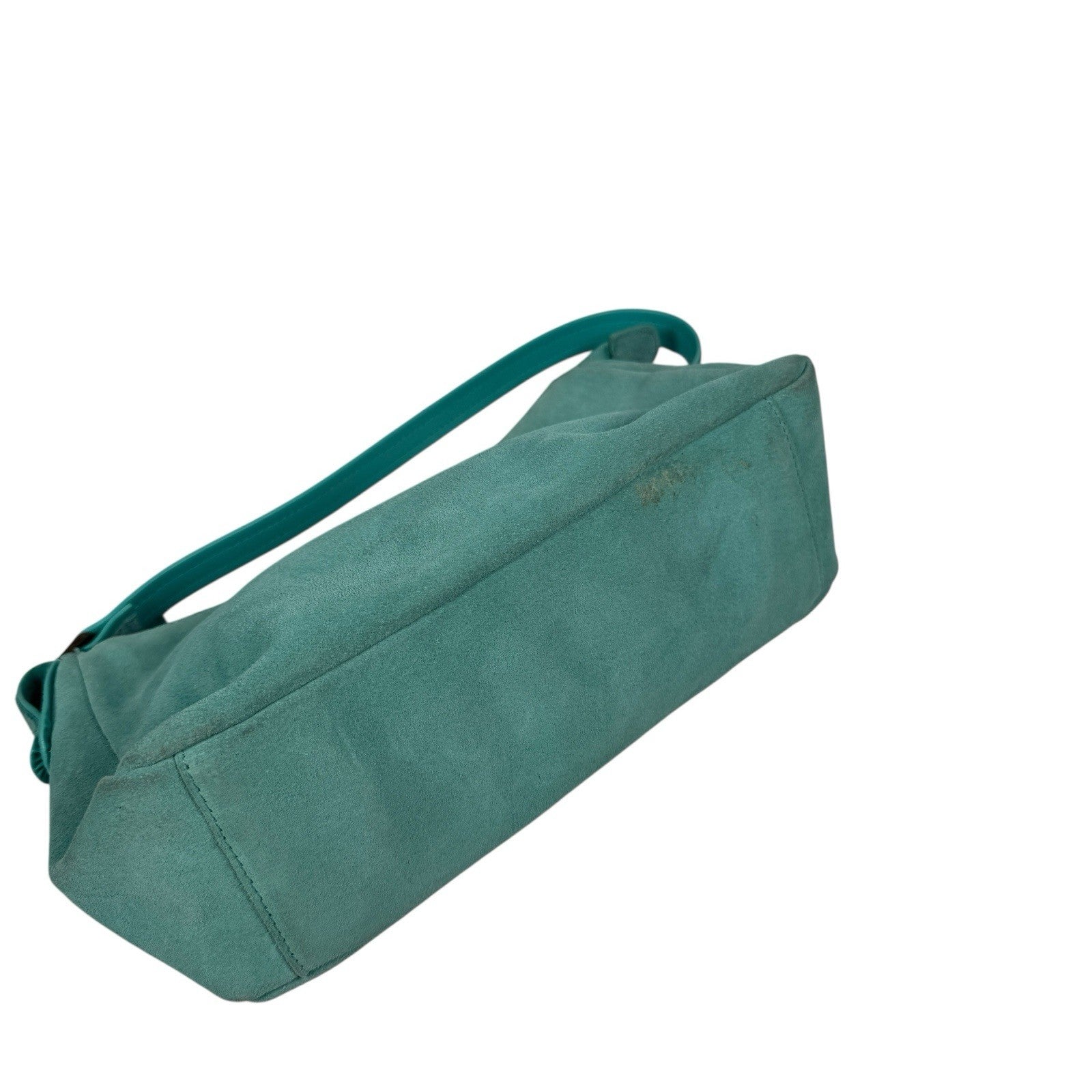 Vintage Gap Shoulder Bag Fall 2005 Aqua Blue Suede with Y2K Sunglasses