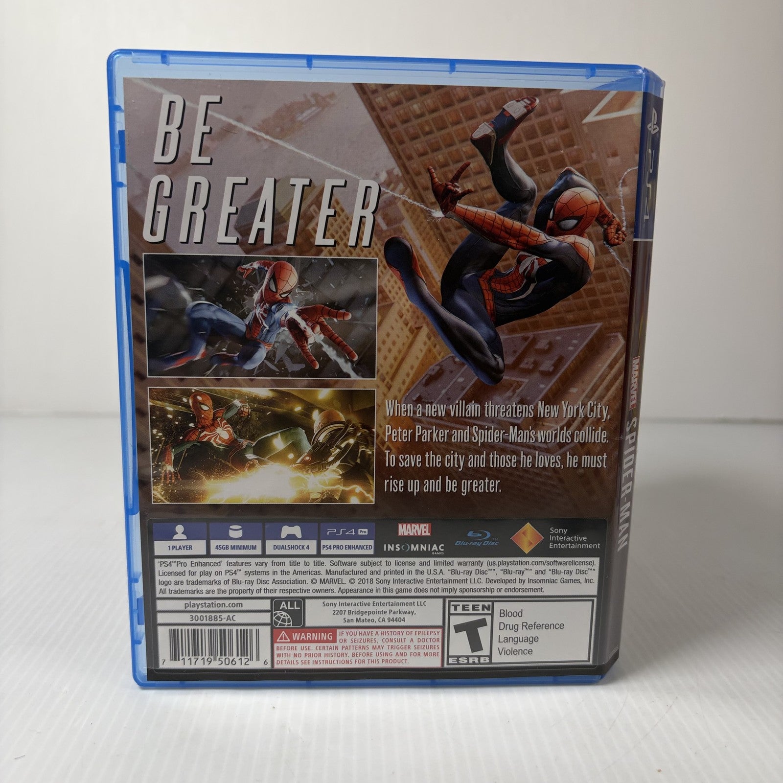 Marvel's Spider-Man PS4 PlayStation 4 Game Insomniac Games Action Adventure
