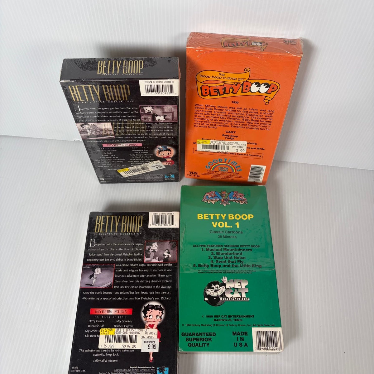 Betty Boop VHS Mixed Lot of 4 GoodTimes Hep Cat Republic Definitive Sealed