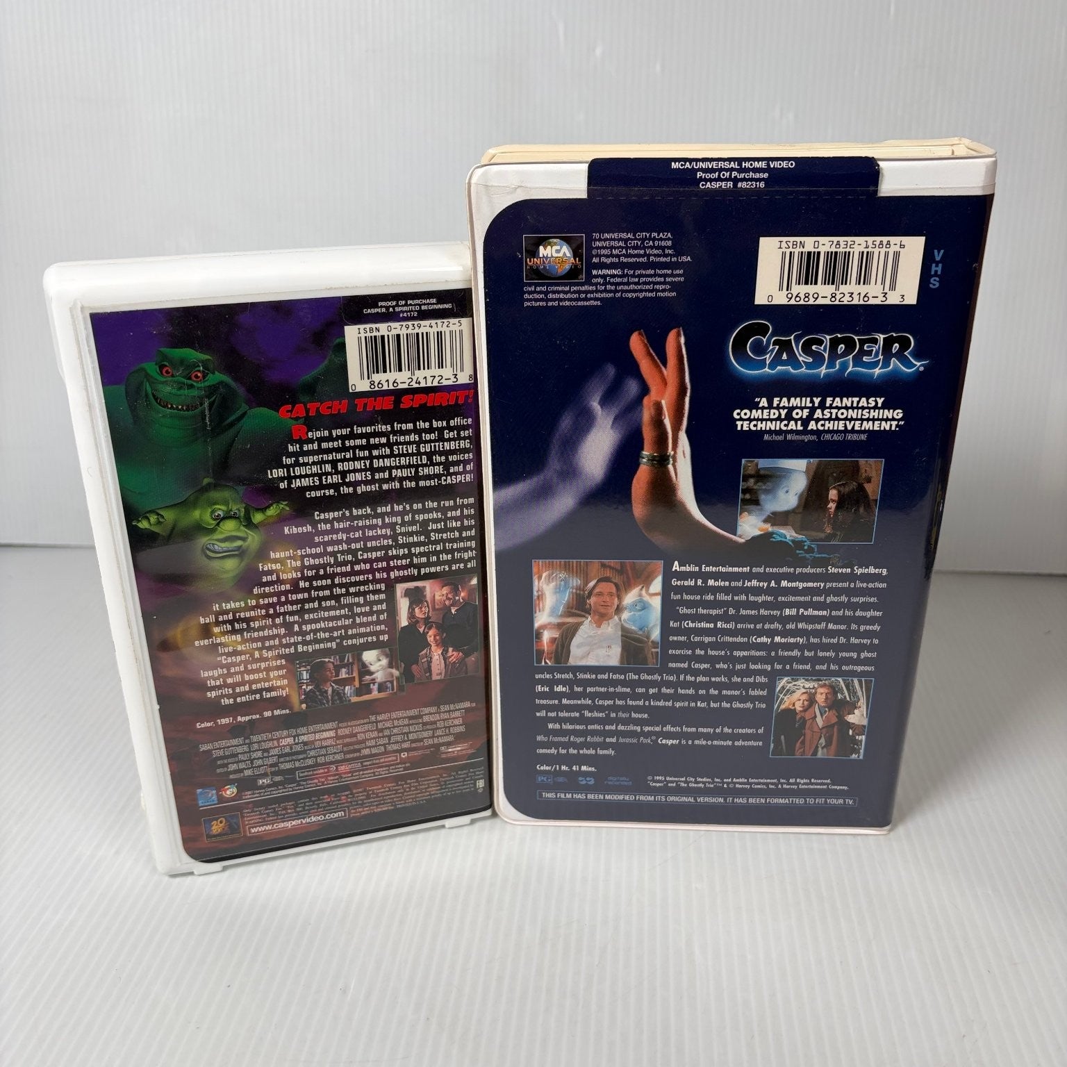 Casper VHS 1995 & Casper A Spirited Beginning 1997 Family Comedy Set MCA 20th