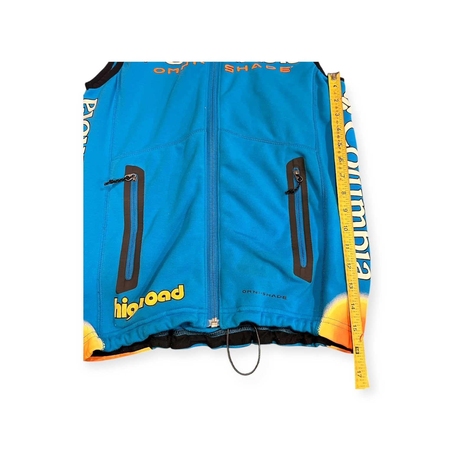 Columbia Biking Vest Men's Blue Size XS Omni-Shade High Road Zip Pockets