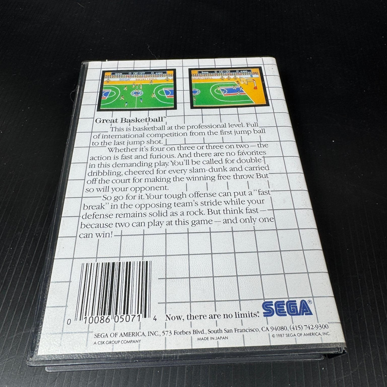 Great Basketball Sega Master System Complete CIB Video Game Multiplayer