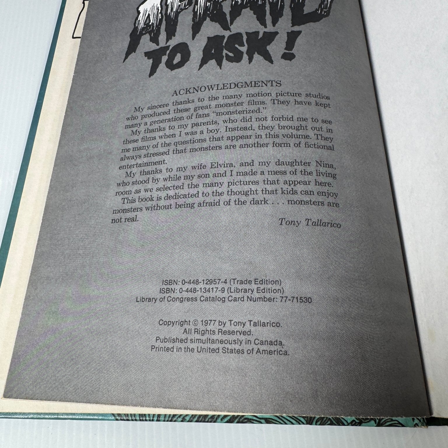 Things You've Always Wanted to Know About Monsters Tony Tallarico 1977 Grosset