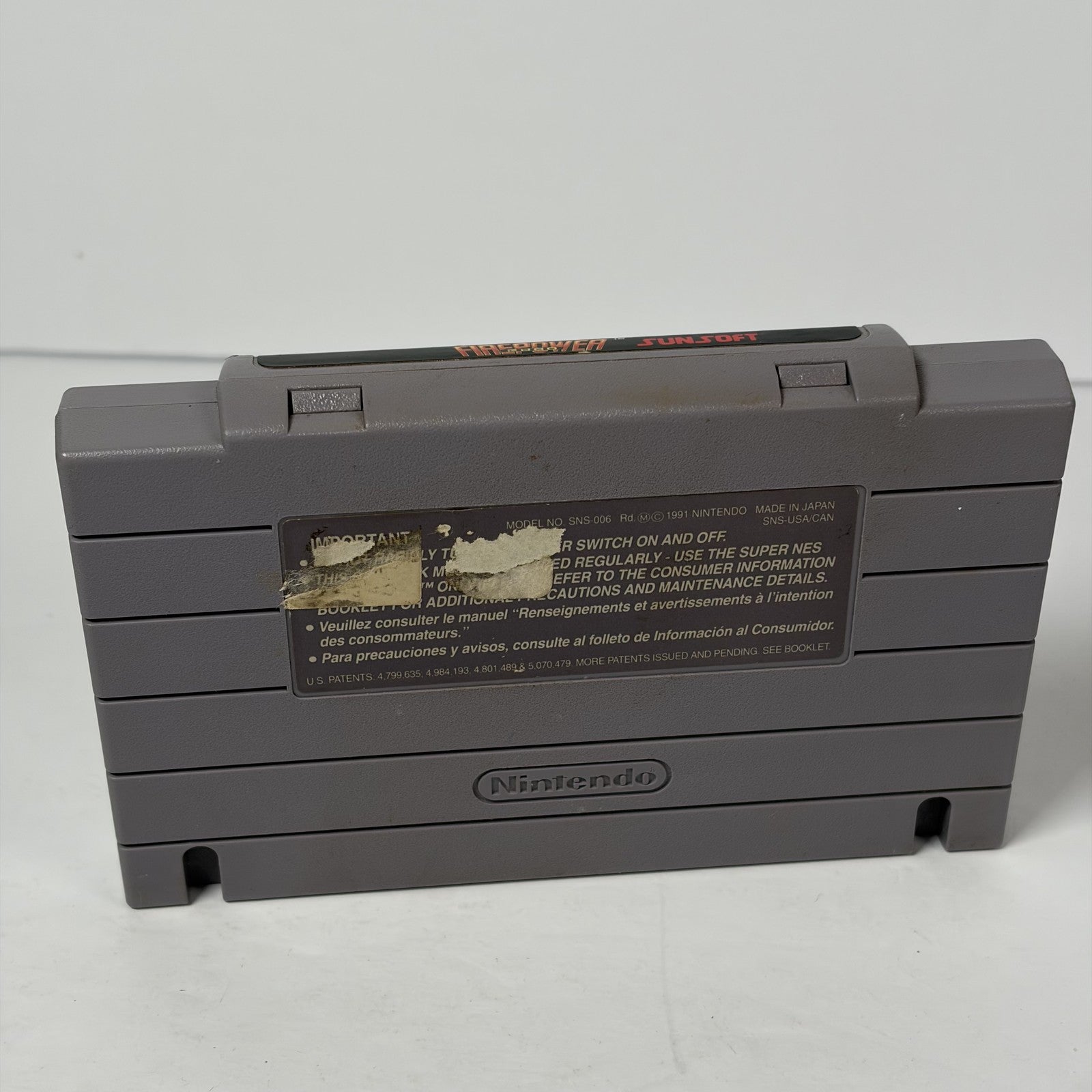 Firepower 2000 Super Nintendo SNES Game Cartridge Sunsoft Shooter Authentic