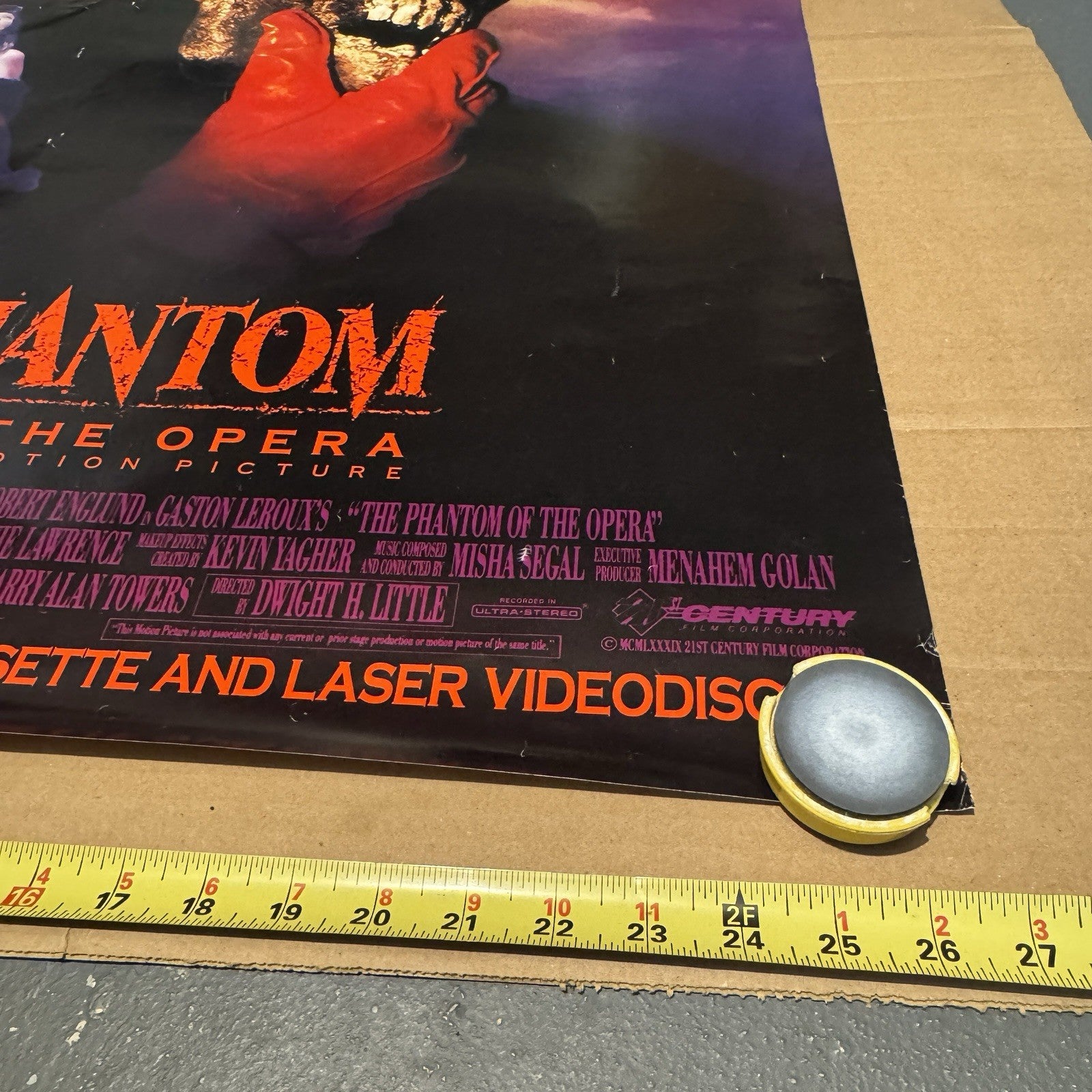 Vintage Robert Englund In Phantom Of The Opera Original Poster VHS Promo 40”x27”