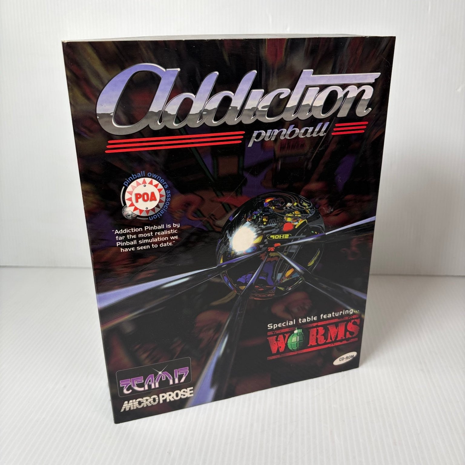 Addiction Pinball Big Box PC CD-ROM Video Game Worms World Rally Fever