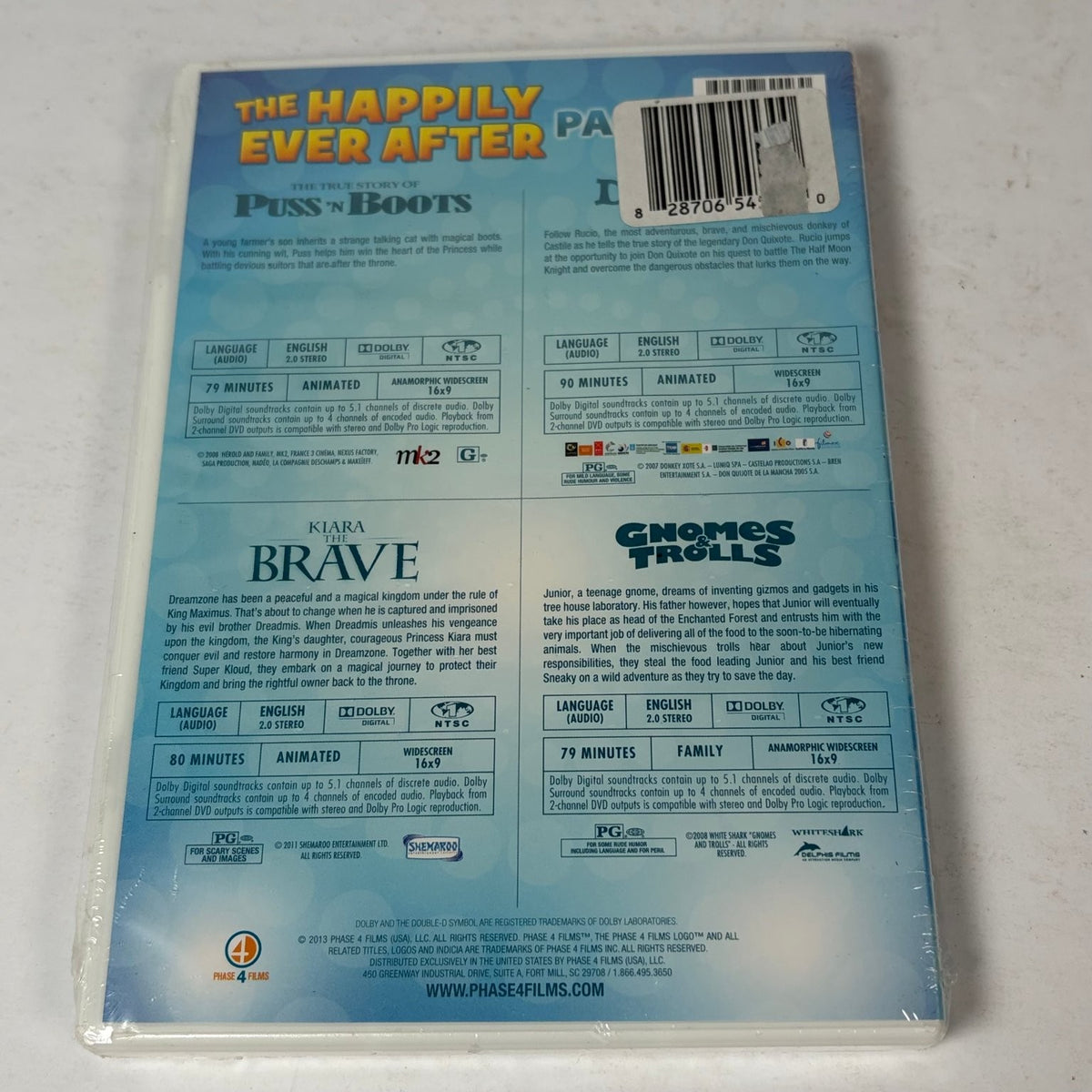 The Happily Ever After Pack 4 Movies Collection DVD Puss N' Boots Donkey X Kiara