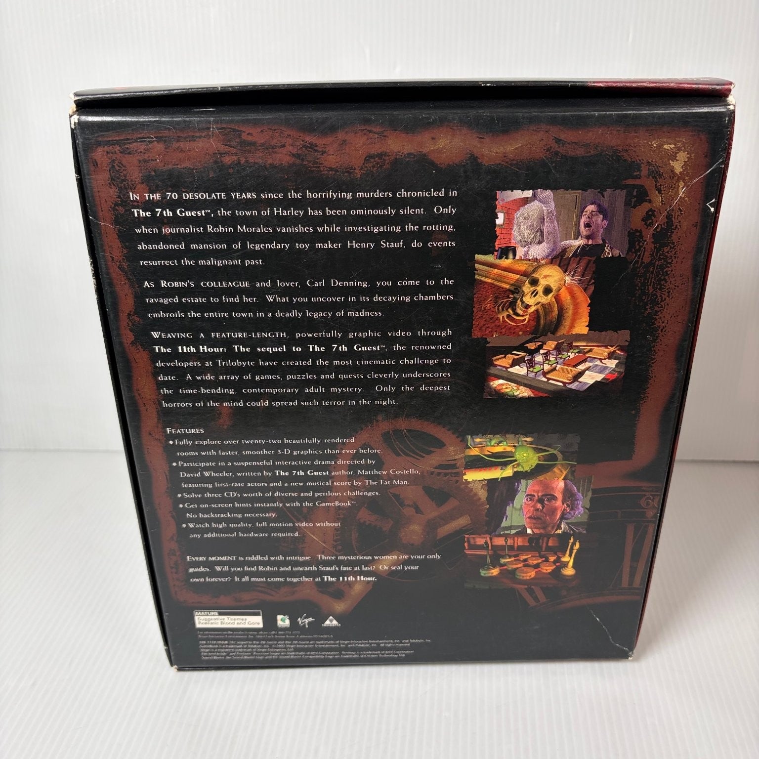 The 11th Hour PC CD-ROM Big Box Video Game Thriller Puzzle Adventure FMV Horror