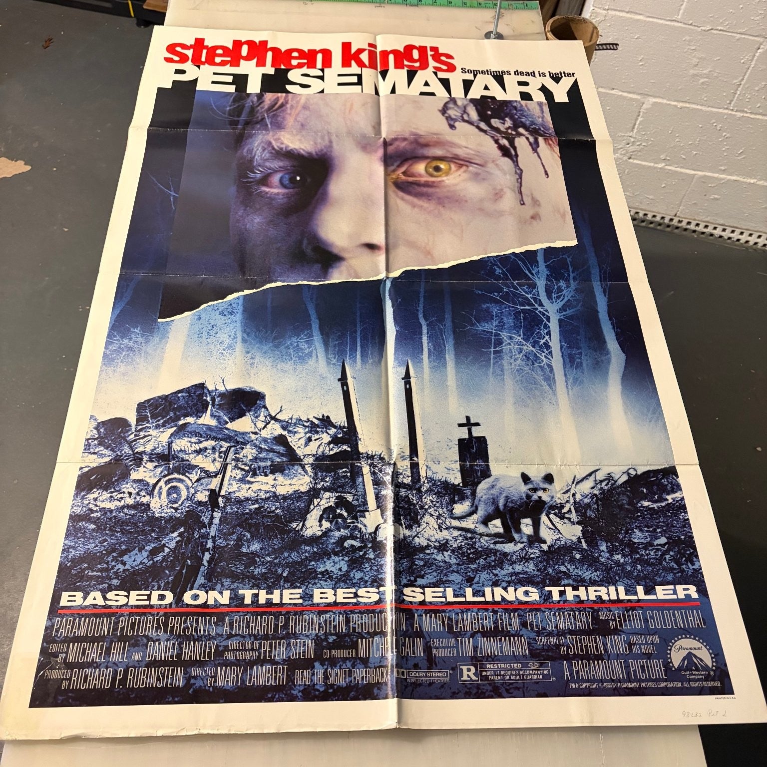 Stephen King's Pet Sematary Original 1989 One Sheet Horror Movie Poster 27"x40"