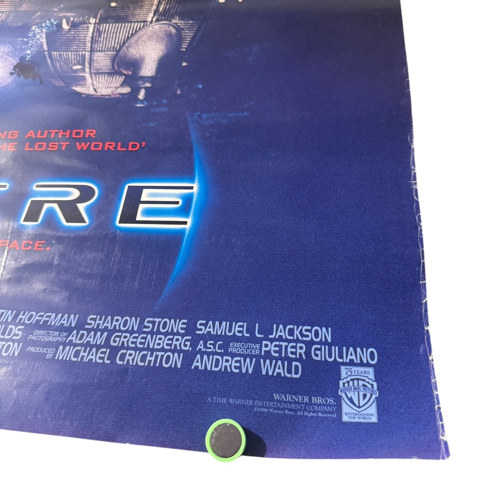 Sphere Vintage 1998 US One Sheet Movie Poster Sharon Stone Samuel L Jackson