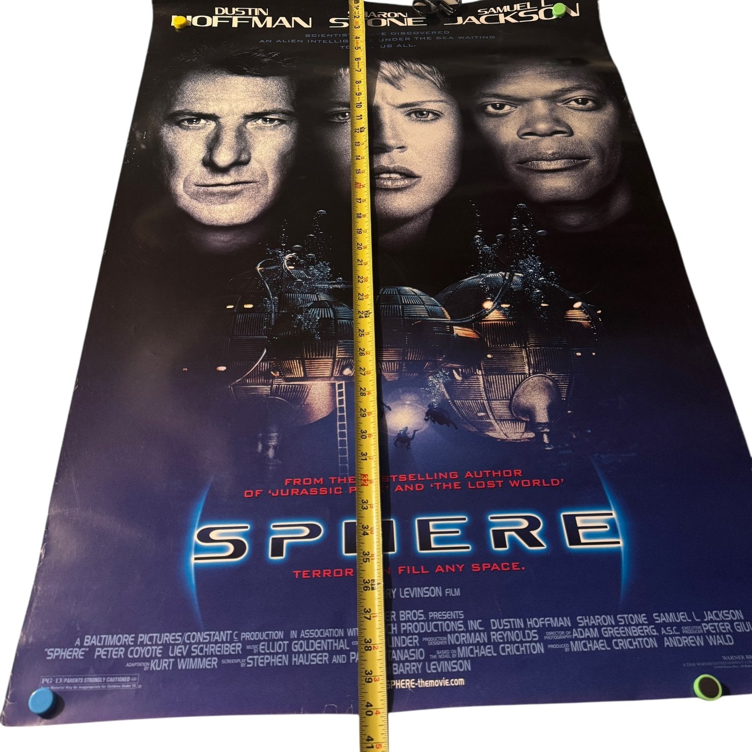 Sphere Vintage 1998 US One Sheet Movie Poster Sharon Stone Samuel L Jackson