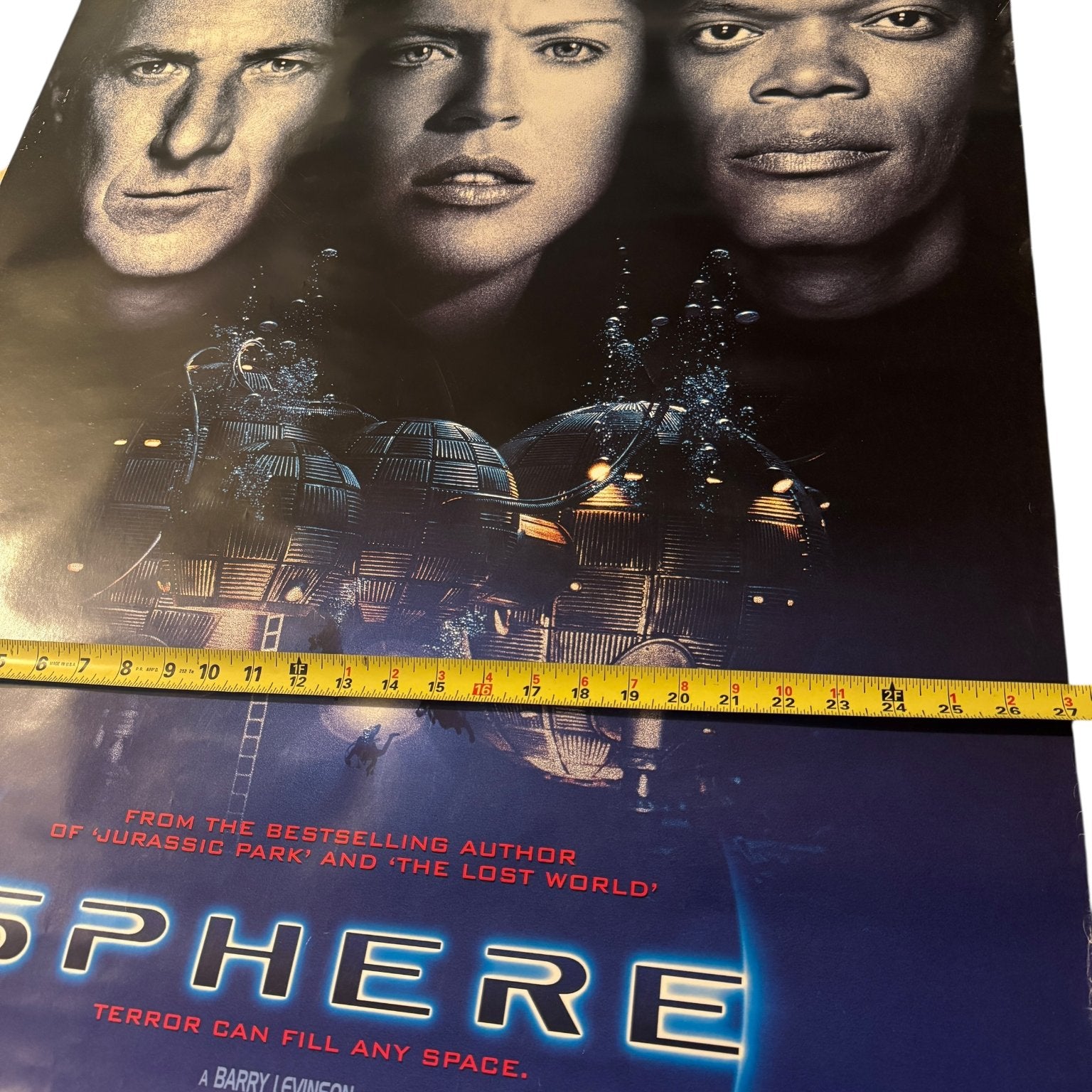 Sphere Vintage 1998 US One Sheet Movie Poster Sharon Stone Samuel L Jackson