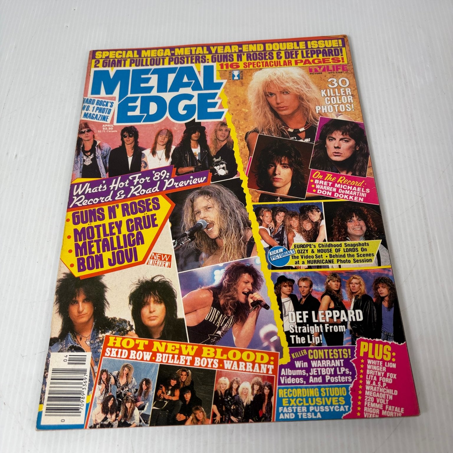 Metal Edge Magazine April 1989 Bret Michaels Def Leppard All Posters Heavy Metal