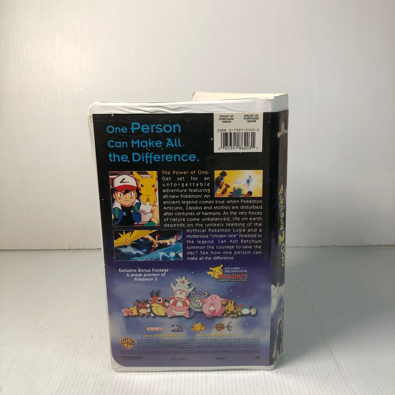 Pokemon The Movie 2000 VHS Animation Adventure Kids WB Original in Clamshell