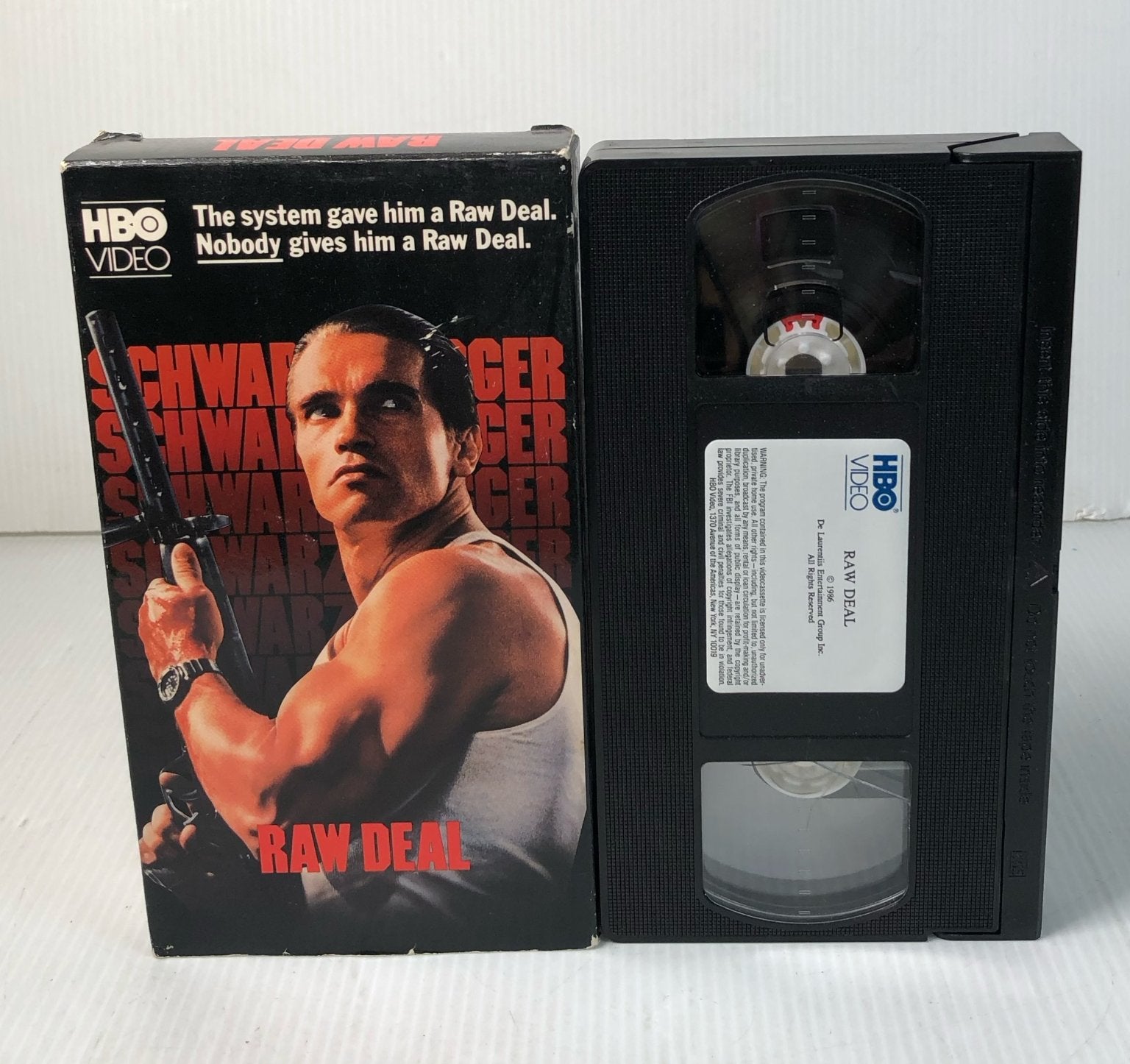 Raw Deal VHS 1986 Action Thriller Arnold Schwarzenegger HBO Video