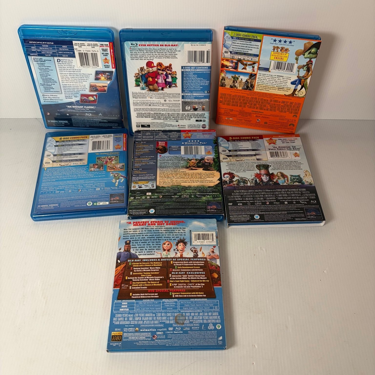 Lot of 7 Kids Animation Blu-rays (No DVDs) Disney Pixar Toy Story 3 & More