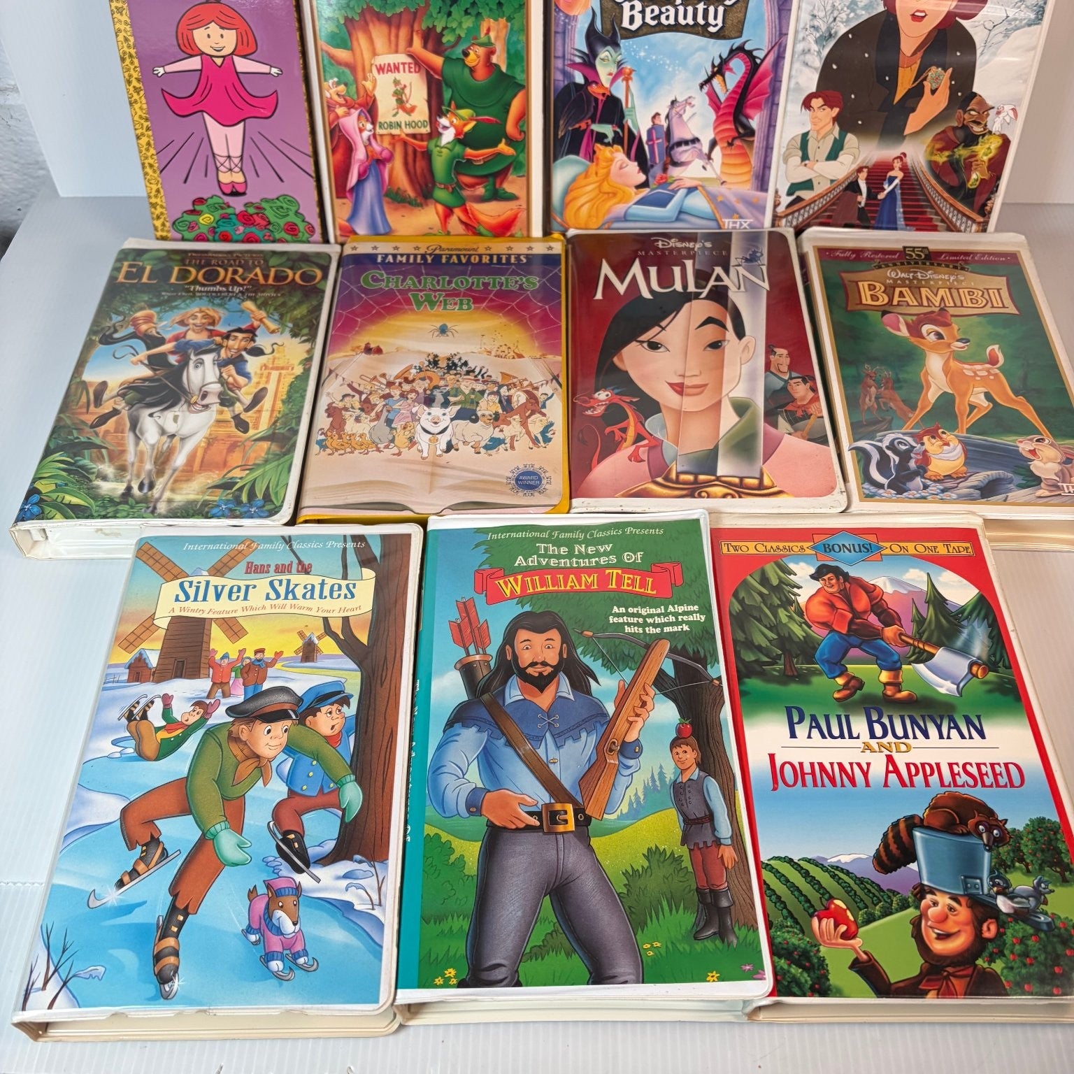 Disney & Animated Classics VHS Lot 11 Tapes Bambi Mulan Sleeping Beauty