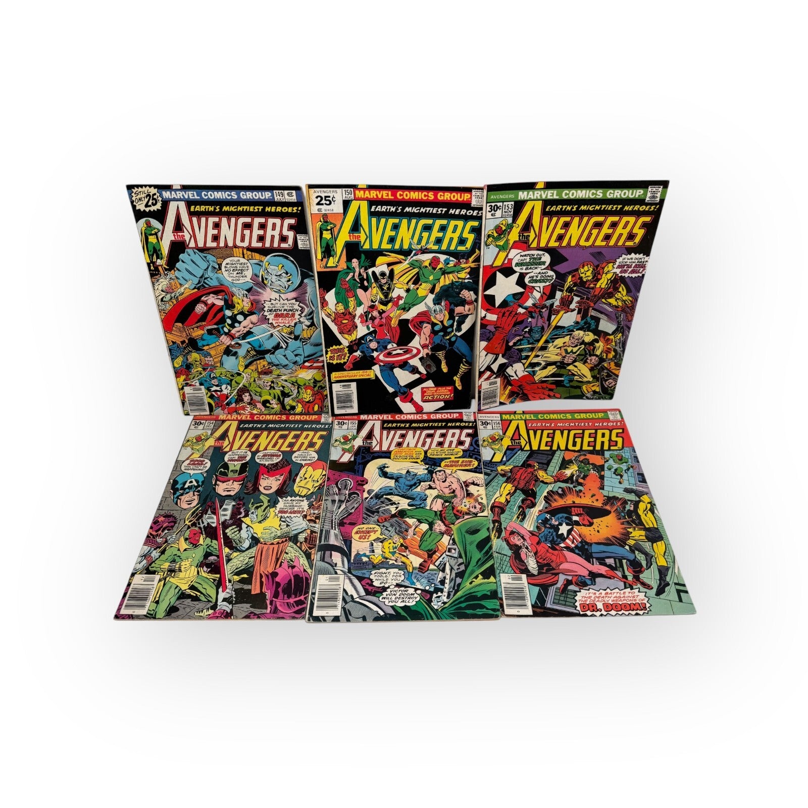 19 Avengers Bronze Age Comics 149 150 153-157 202 204 206-212 221-223 Boarded