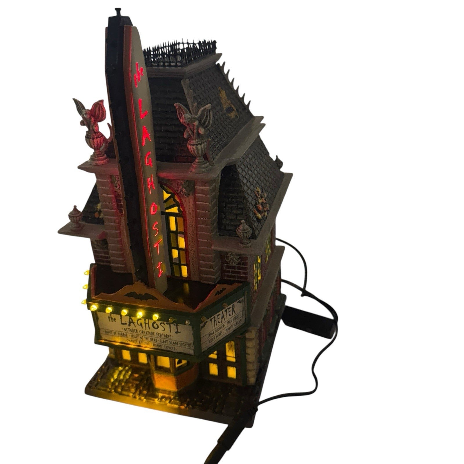 Department 56 Snow Village Halloween LaGhosti Movie Theater 55374 Tested Working