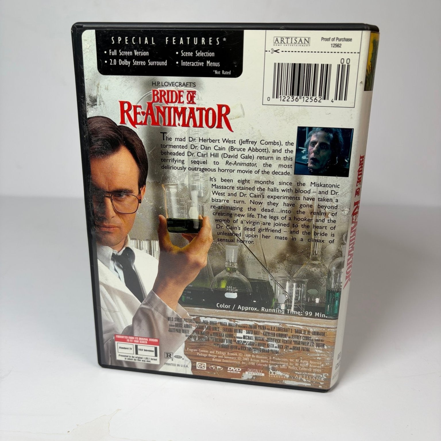 H.P. Lovecraft's Bride of Re-Animator 1990 DVD Jeffrey Combs Horror