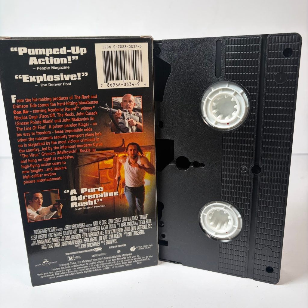Con Air VHS Nicolas Cage John Cusack Malkovich Touchstone Action Movie